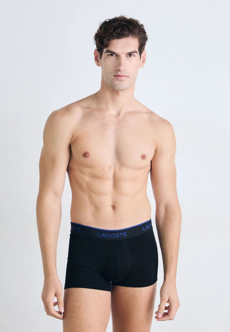 Lacoste Underwear Classic Stretch Trunks 3 Pack – Black, White, Captain Green