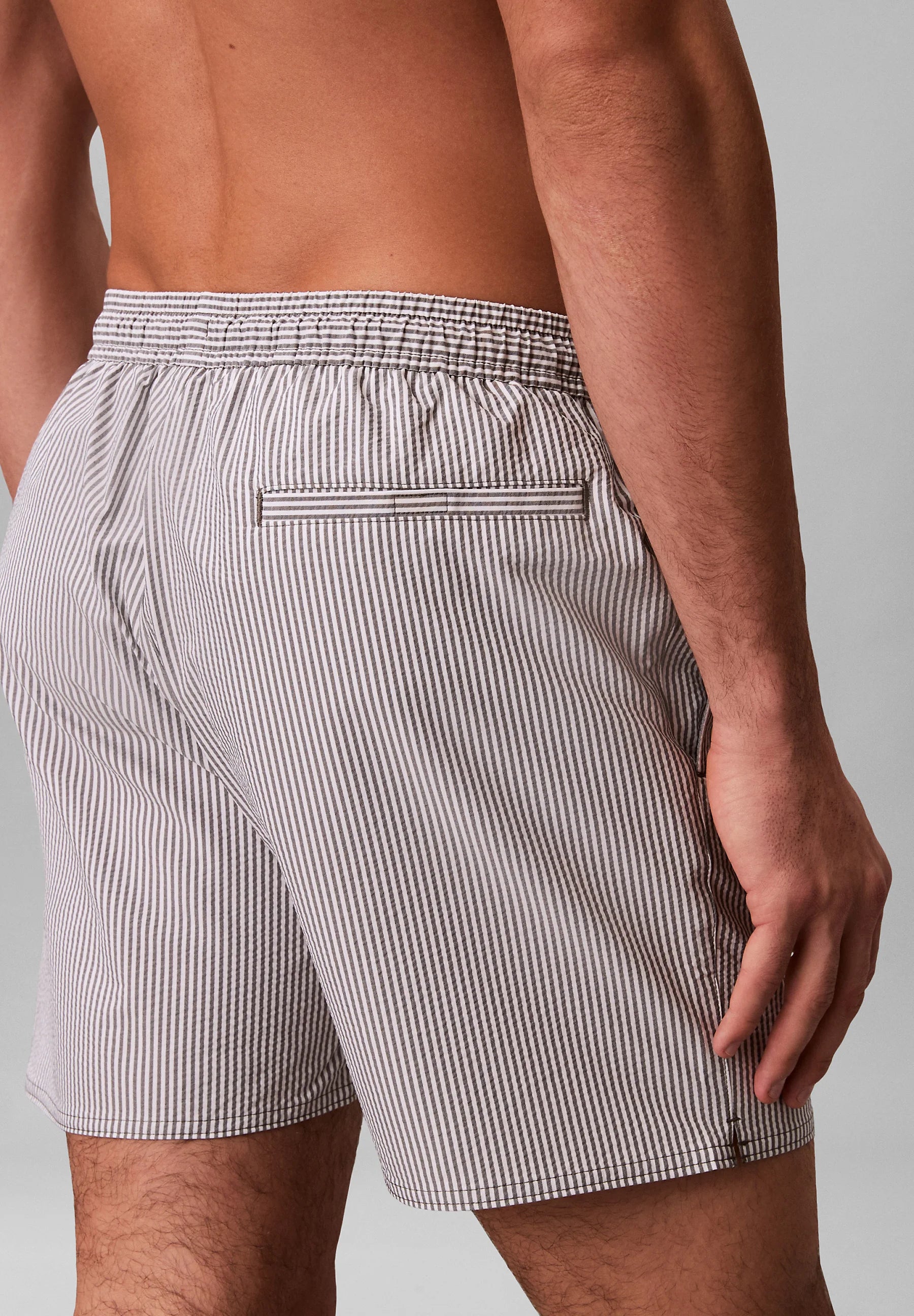 Calvin Klein Medium Drawstring Swim Shorts – Forged Iron, White
