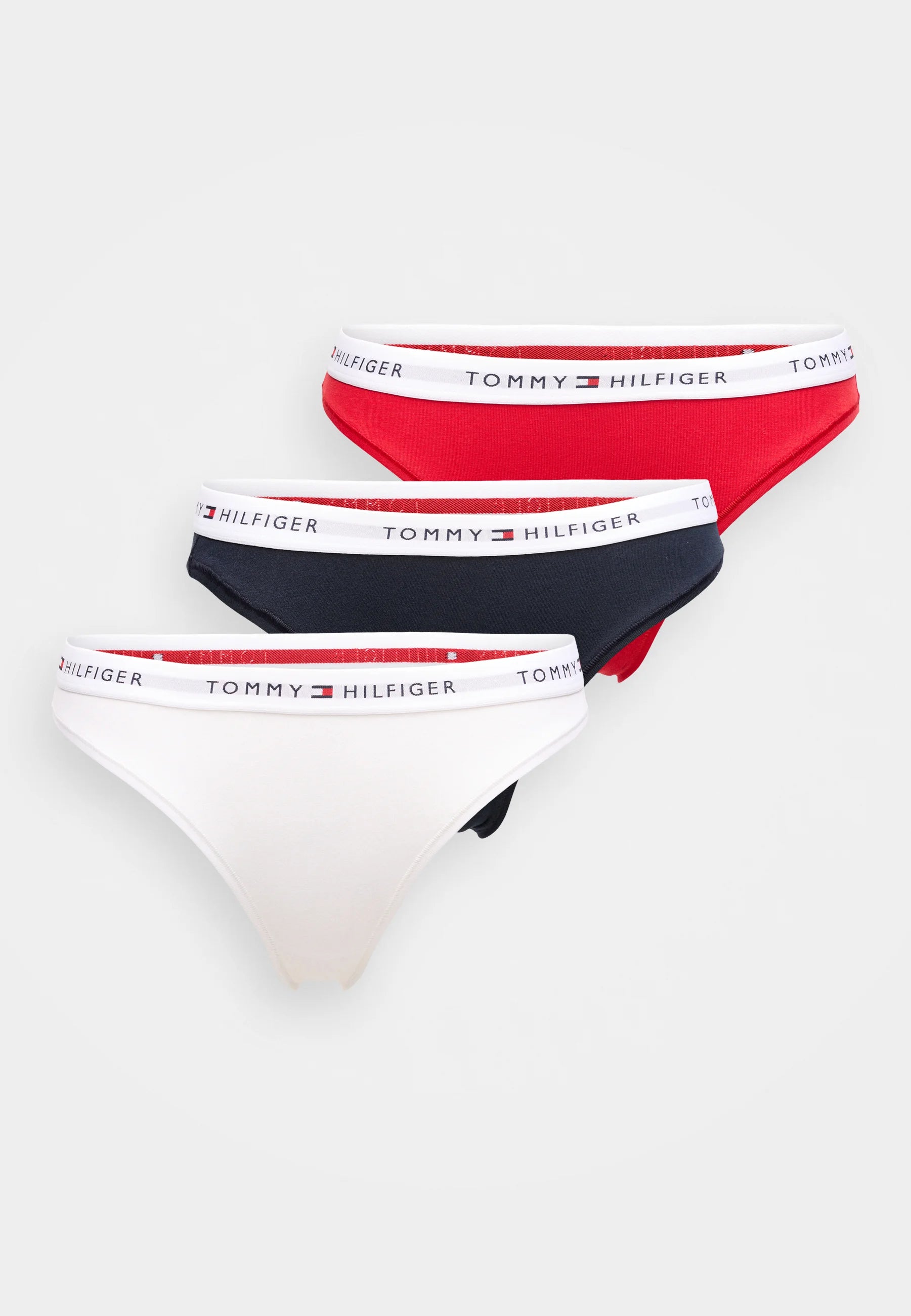 Tommy Hilfiger - Lot de 3 slips, Desert Sky, blanc, rouge primaire
