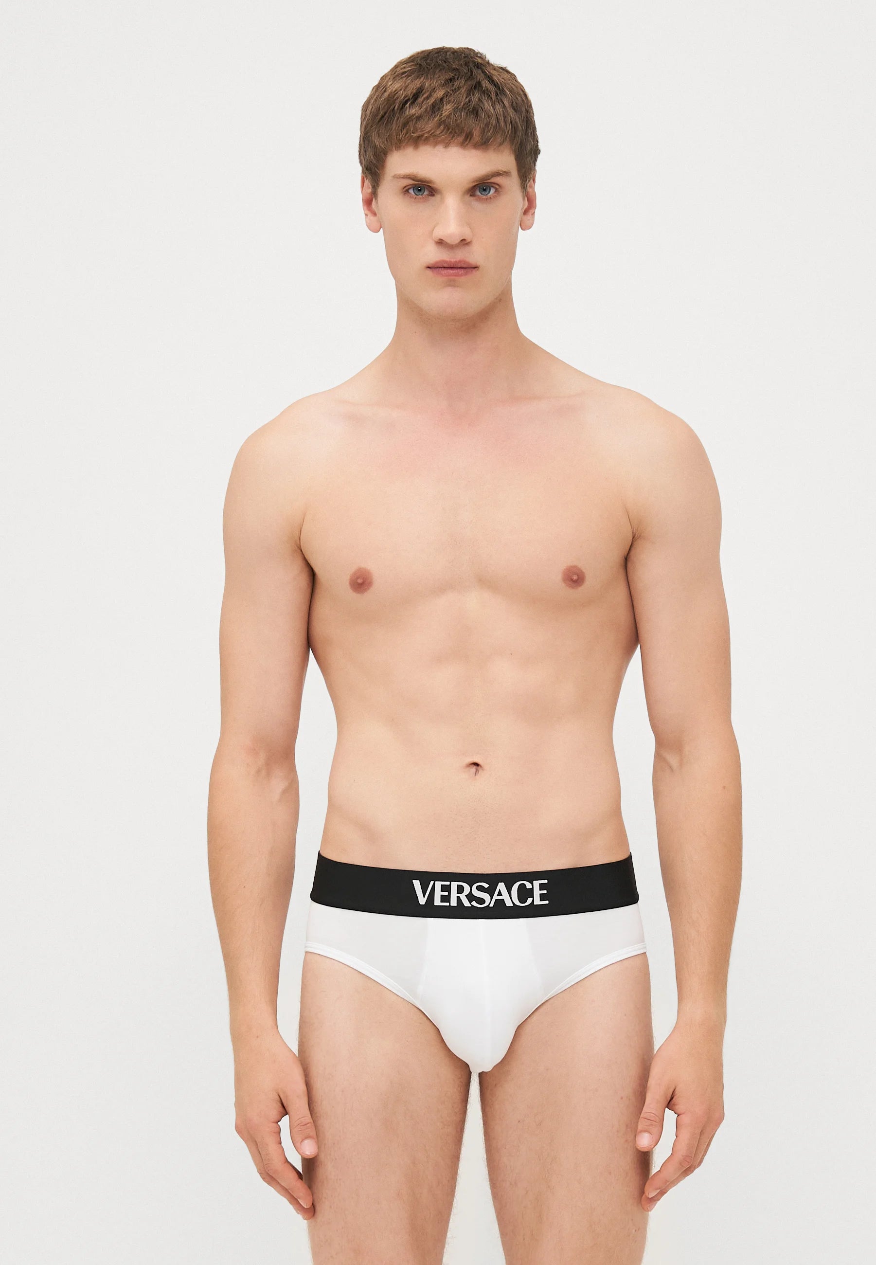 Versace Cotton Stretch Briefs – Low Rise – 2 Pack – White, Black