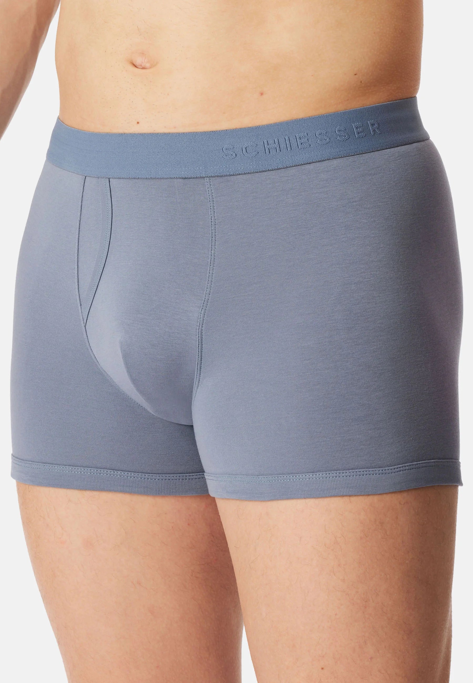 Schiesser Cotton Rib Trunks – Blue Grey
