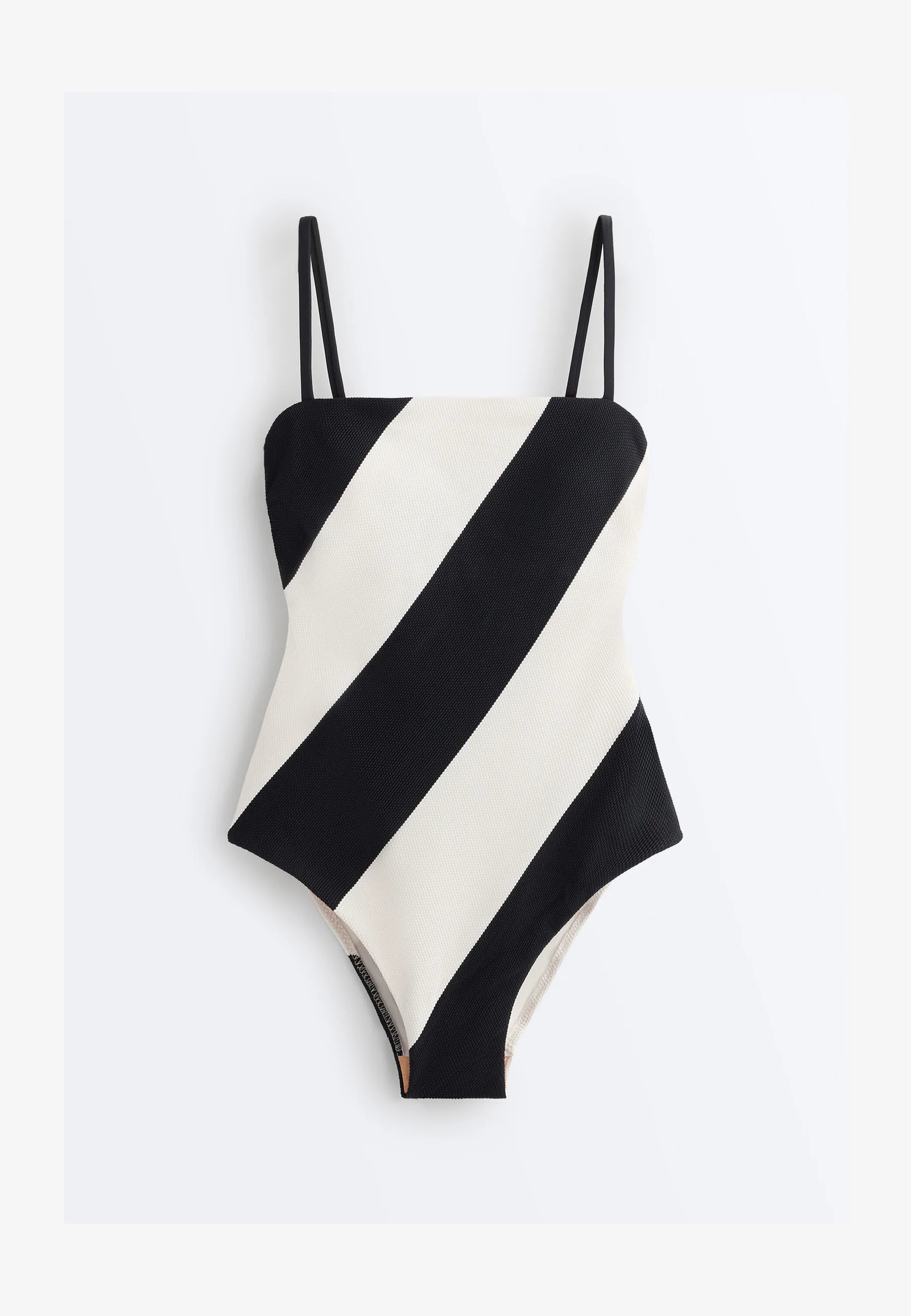 Costume da bagno a fascia in piqué a righe diagonali OYSHO - Nero