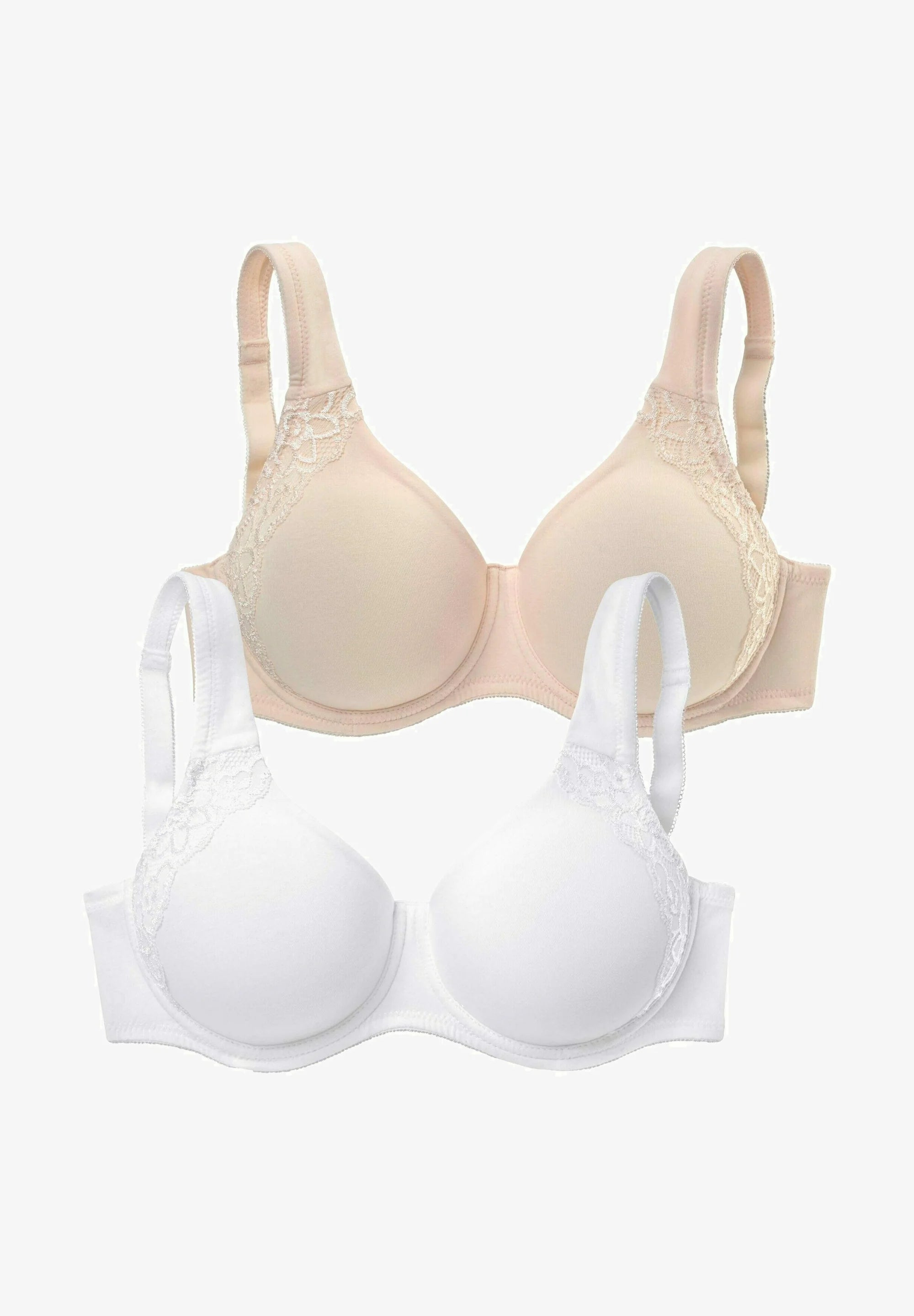 LASCANA Lot de 2 soutiens-gorge à armatures en coton – Poudre, Blanc