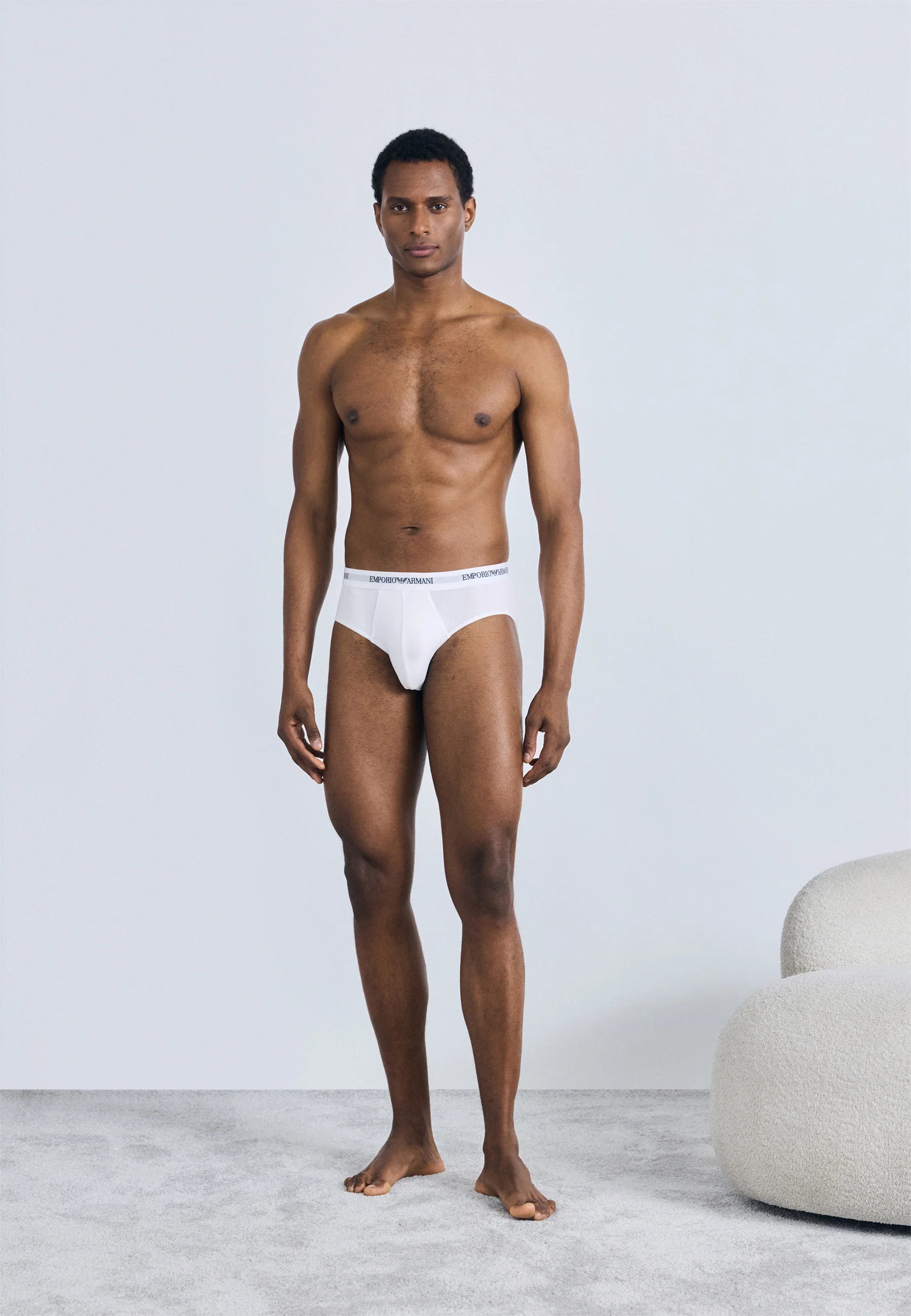 Lot de 3 slips en coton stretch de qualité supérieure Emporio Armani - Blanc