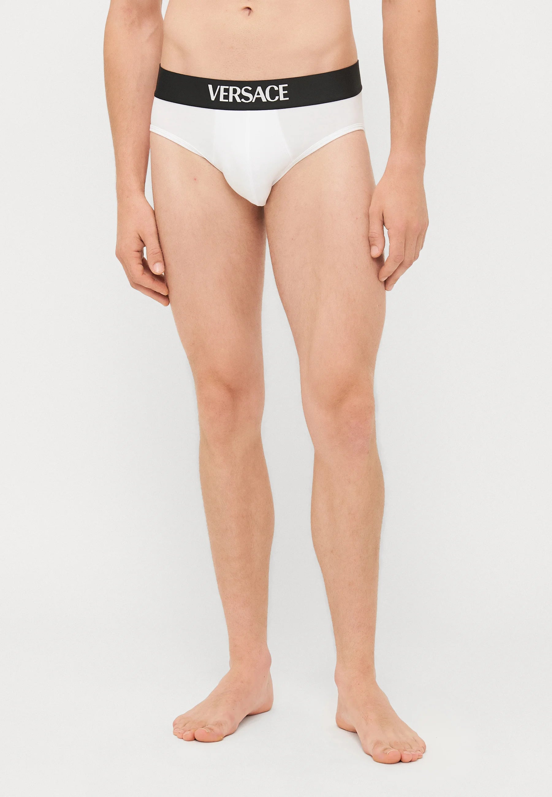 Versace Cotton Stretch Briefs – Low Rise – 2 Pack – Optical White