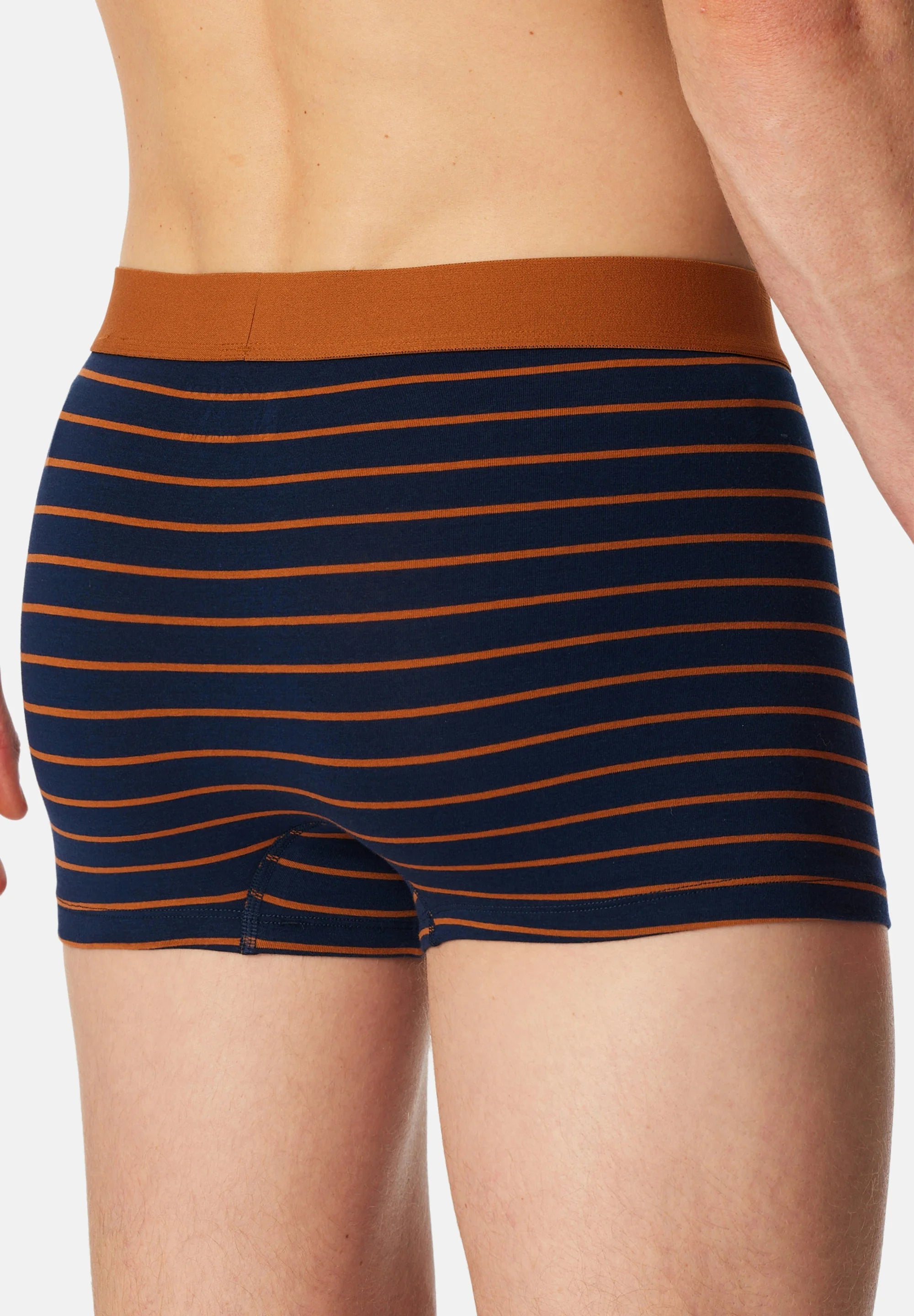 Schiesser Essential Cotton Trunks – Dark Blue, Orange