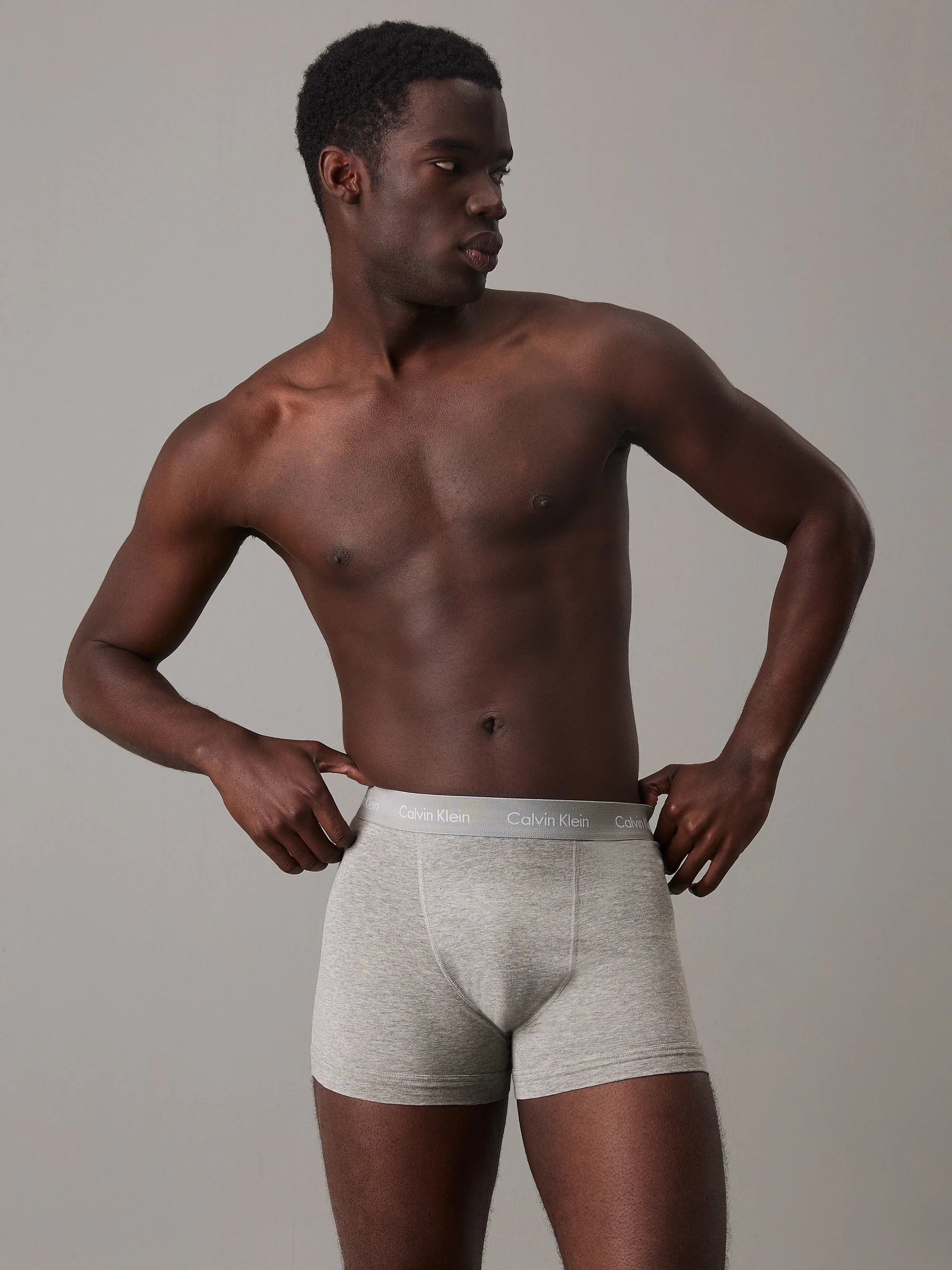 Calvin Klein Cotton Stretch Trunks – 3 Pack – Grey Heather