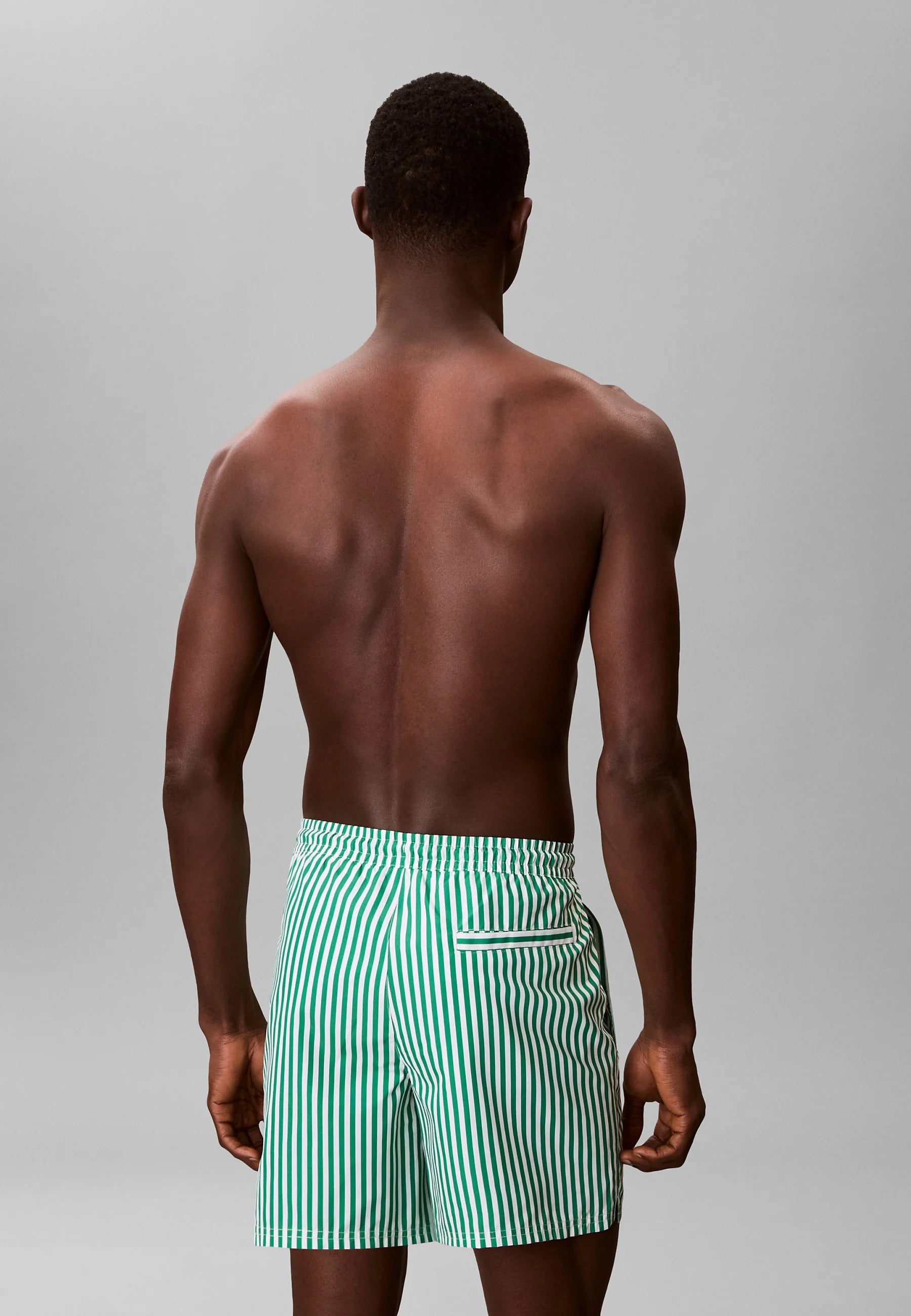 Calvin Klein Graphic Swim Shorts – Penny Stripe, Mardi Gras Green
