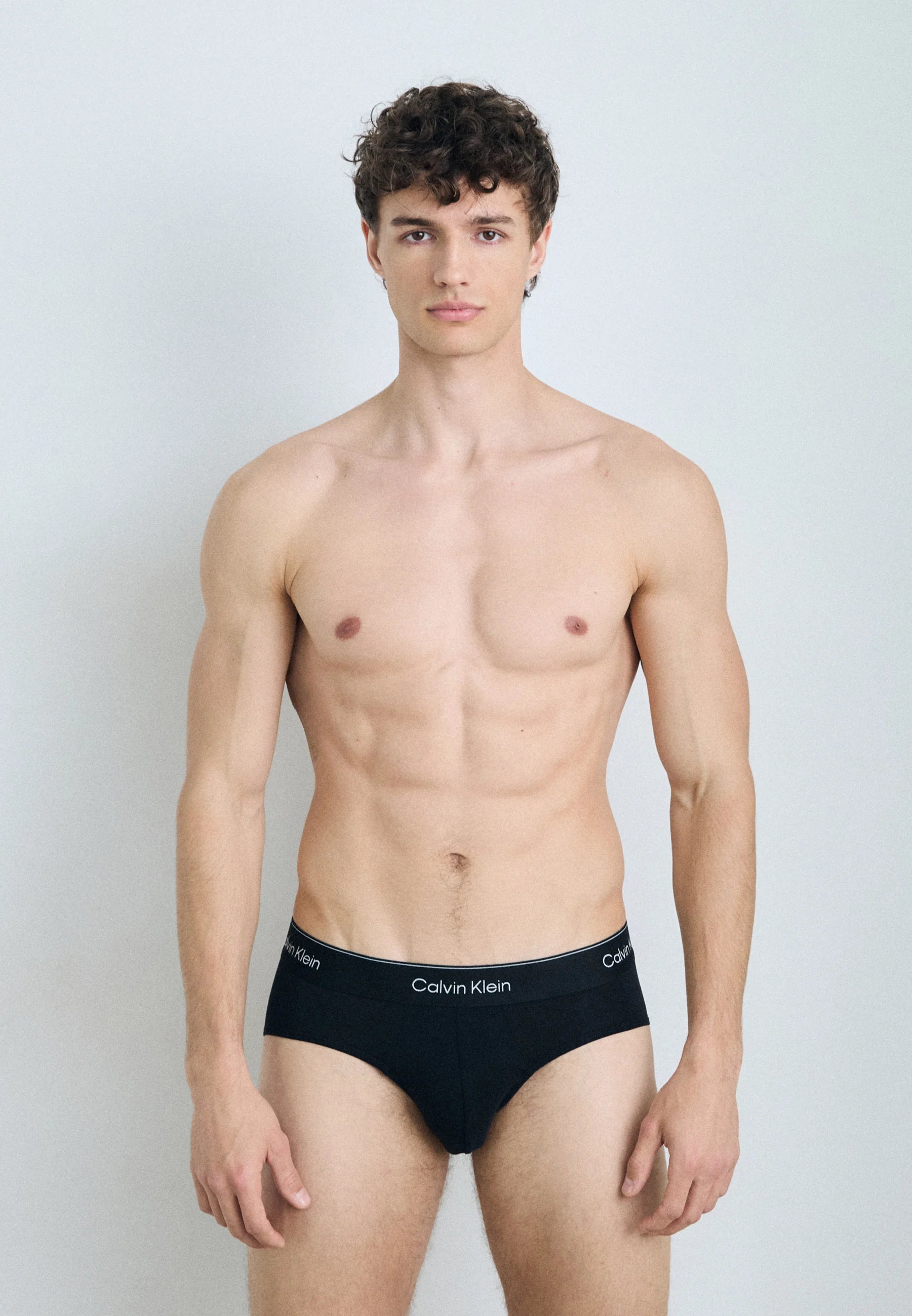 Calvin Klein Icon Cotton Stretch Hip Briefs – 3 Pack – Black with Black Waistbands