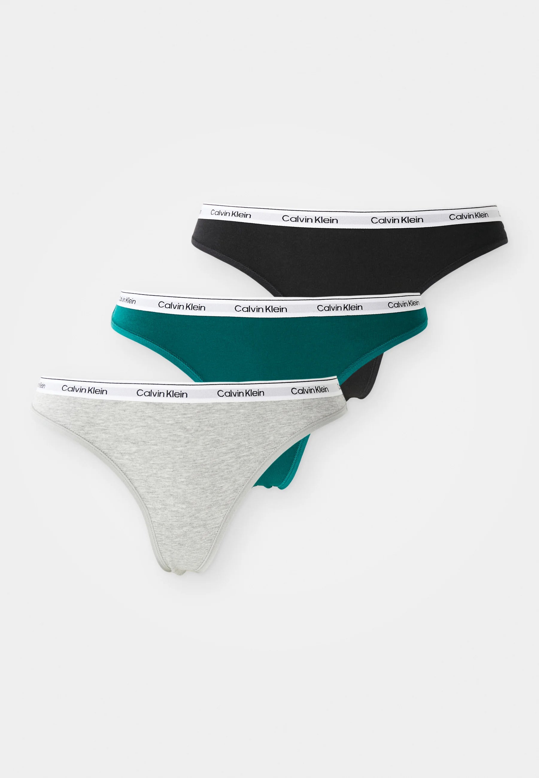 Calvin Klein Logo Icon 3er-Pack Tangas – Schwarz, Graumeliert, Turf