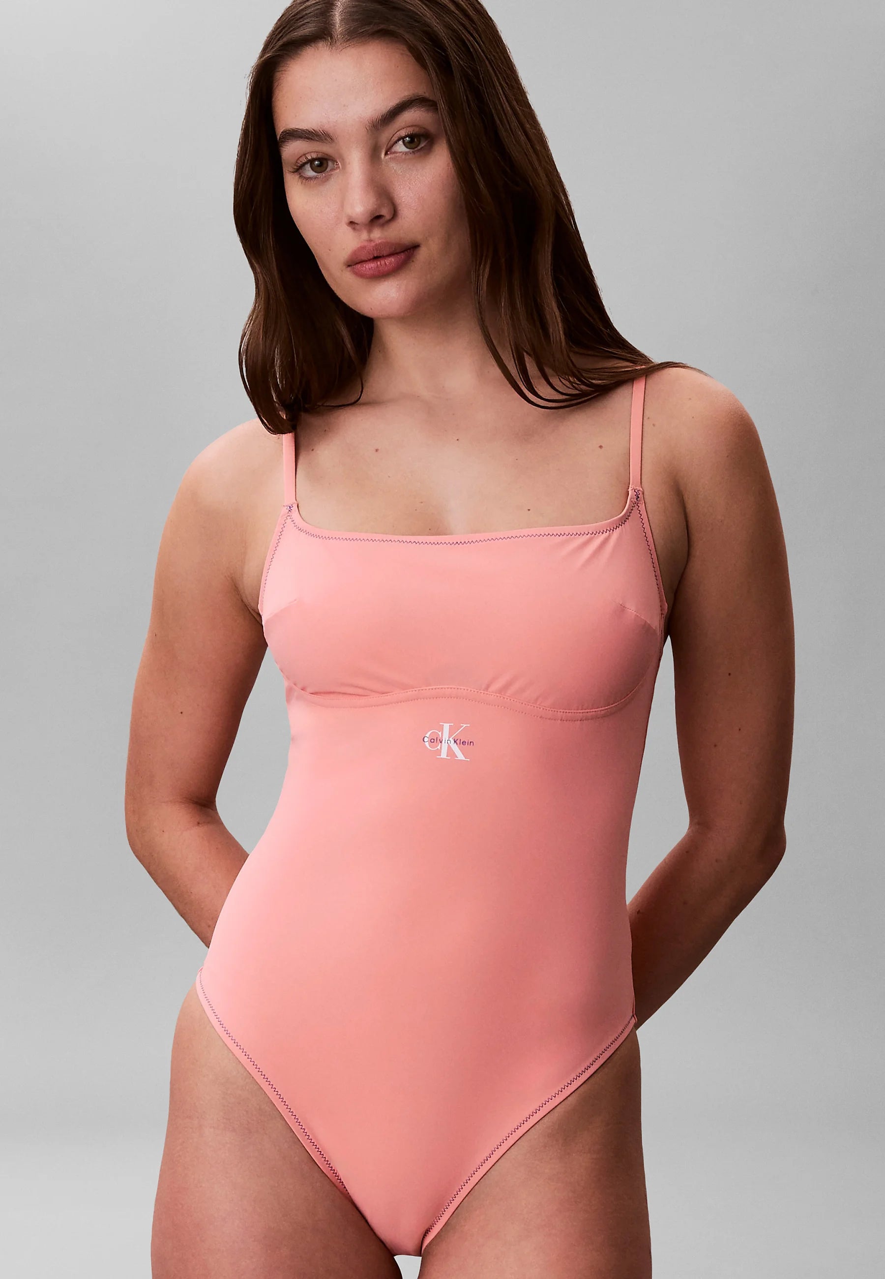 Calvin Klein Graphic Monogram One-Piece Swimsuit – Washed Scarlet