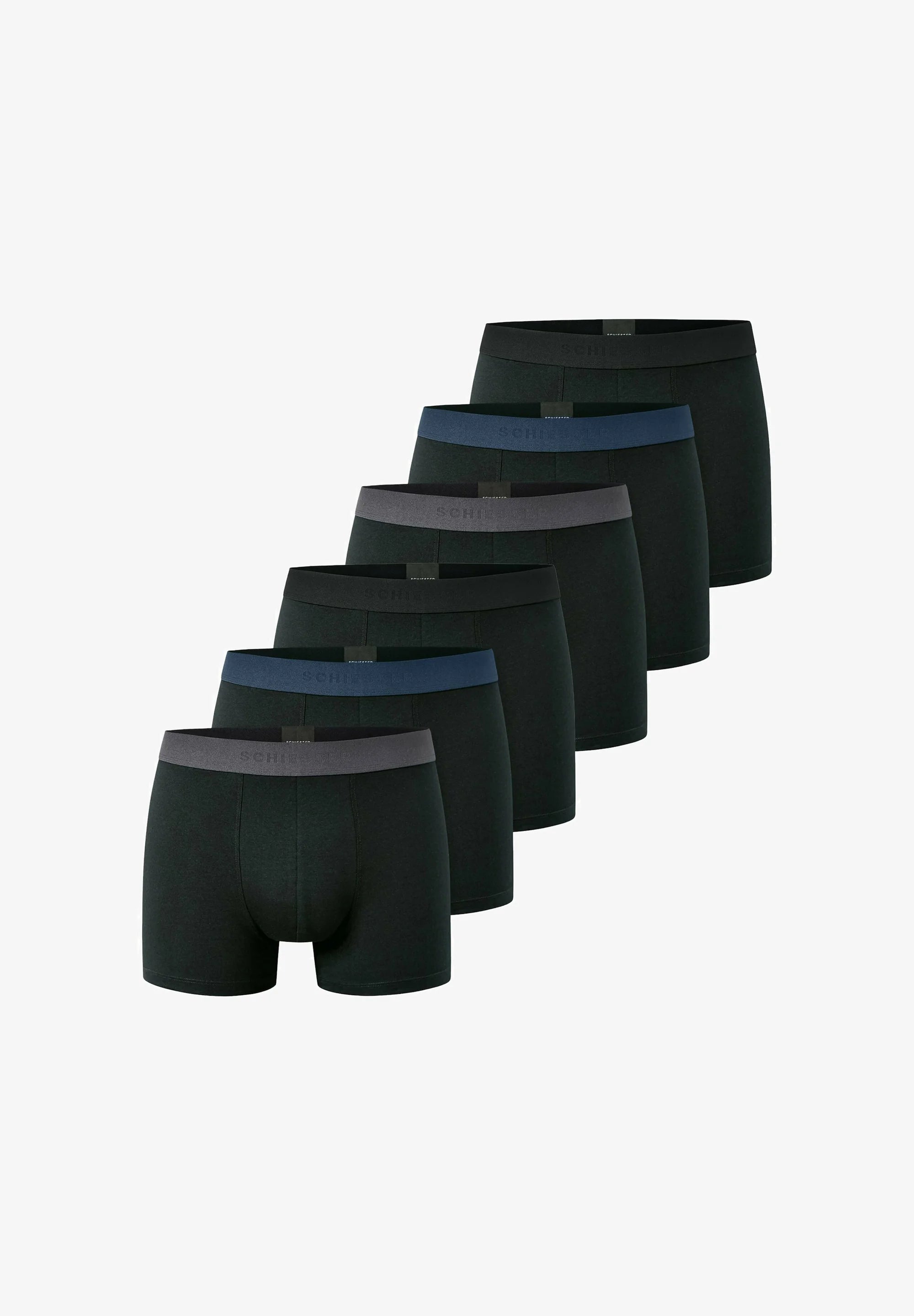 Schiesser Logobund 6 Pack Trunks – Black
