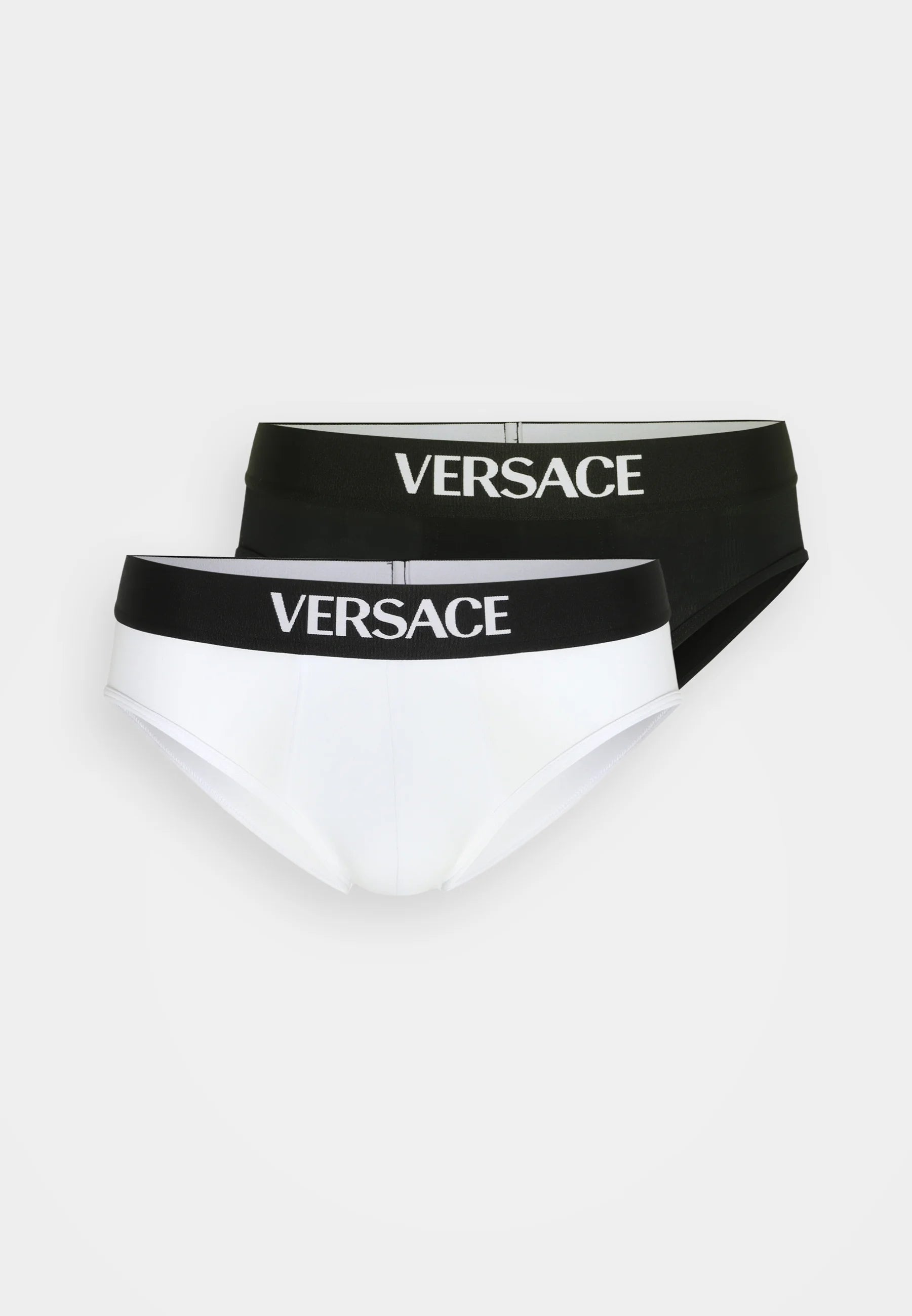 Versace Cotton Stretch Briefs – Low Rise – 2 Pack – White, Black