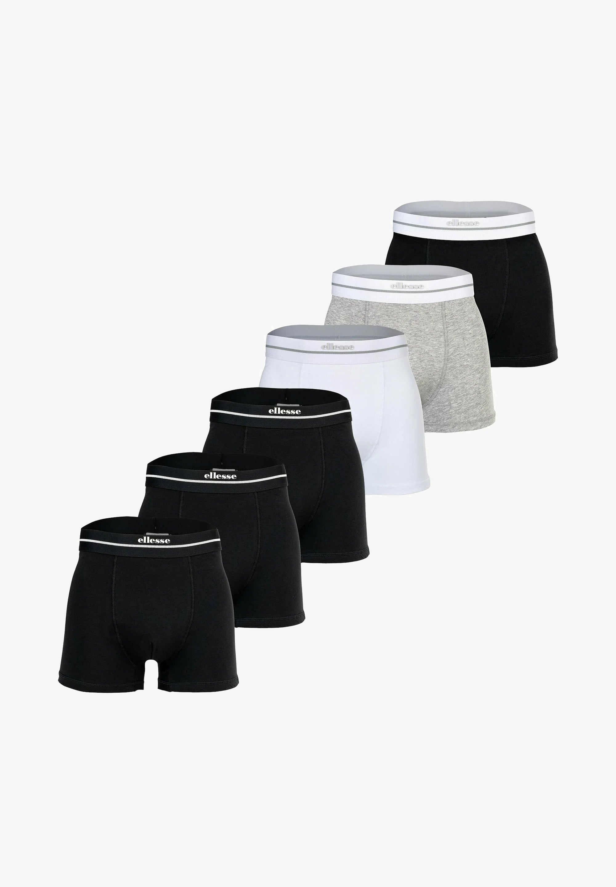 Ellesse Ambria 6 Pack Trunks – Black, Mono Black, White, Grey