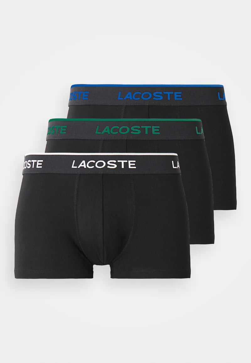 Lacoste Underwear Classic Stretch Trunks 3 Pack – Black, White, Captain Green