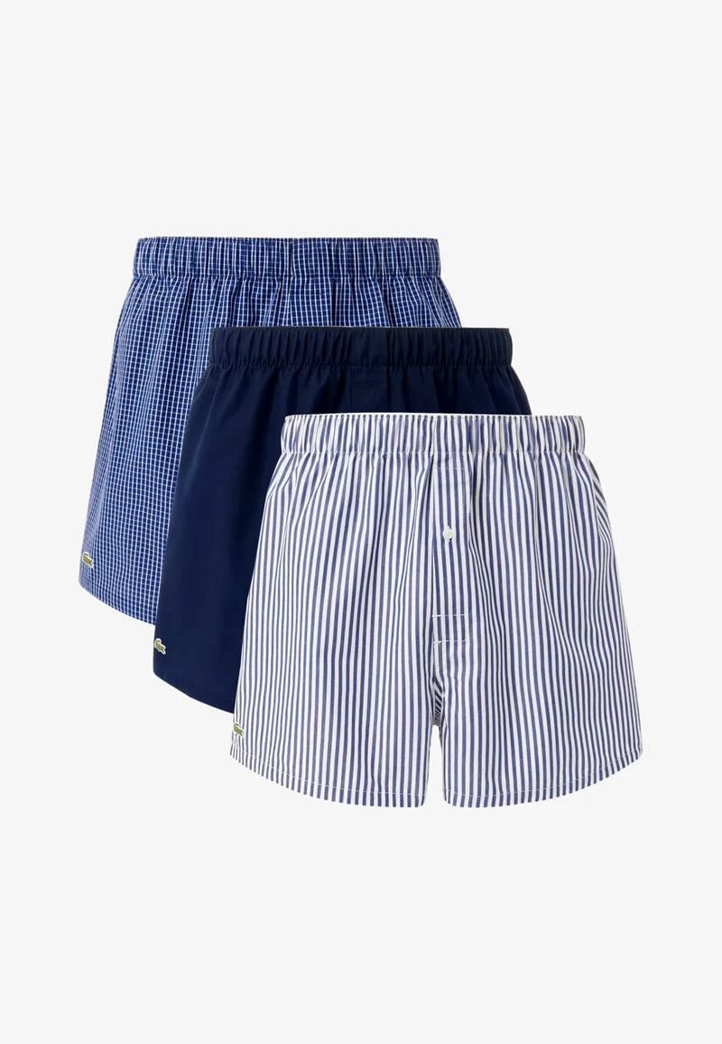 Boxer larghi della biancheria intima Lacoste: blu navy, bianco