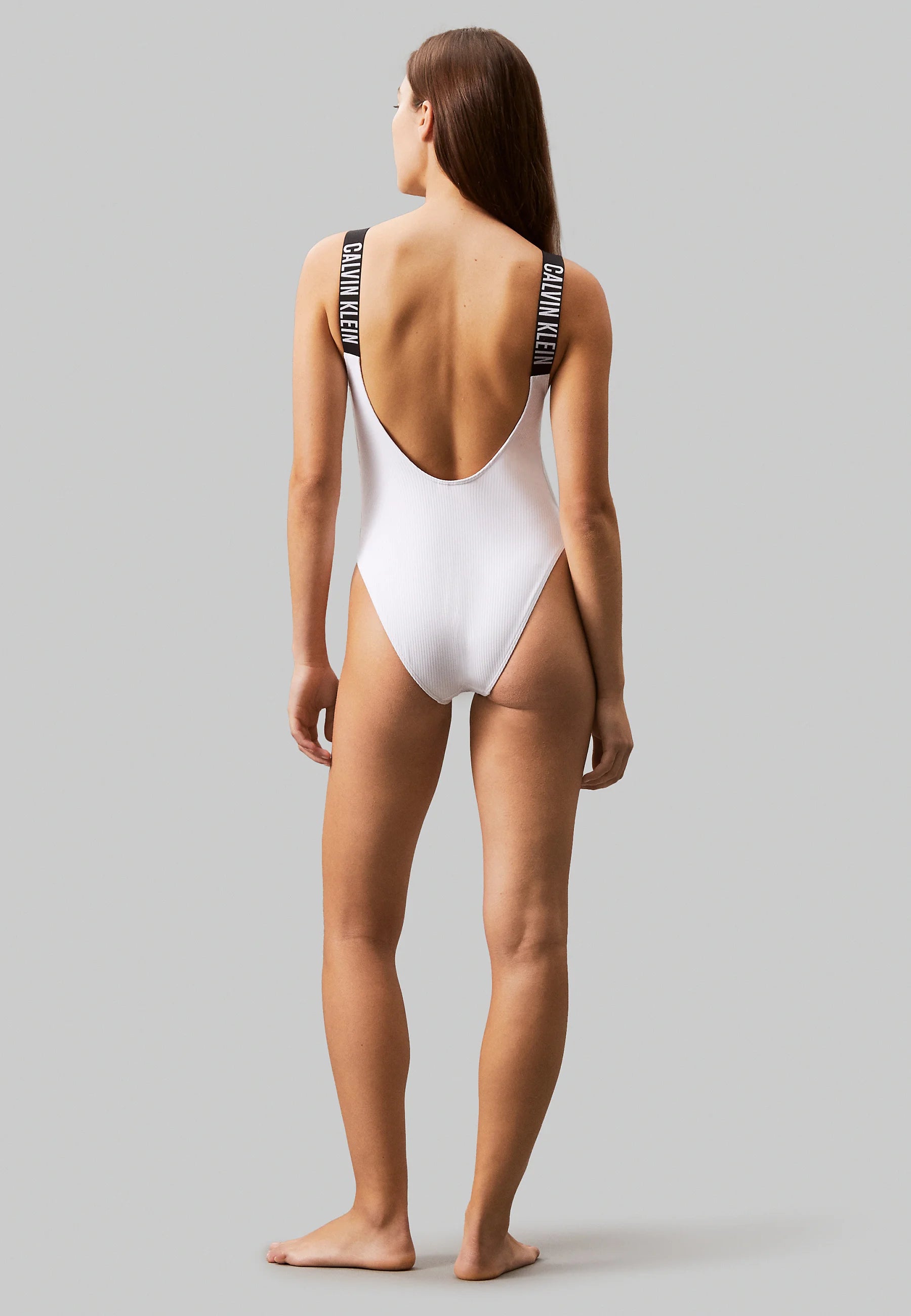 Calvin Klein Low Back Intense Power One-Piece Swimsuit – Brilliant White