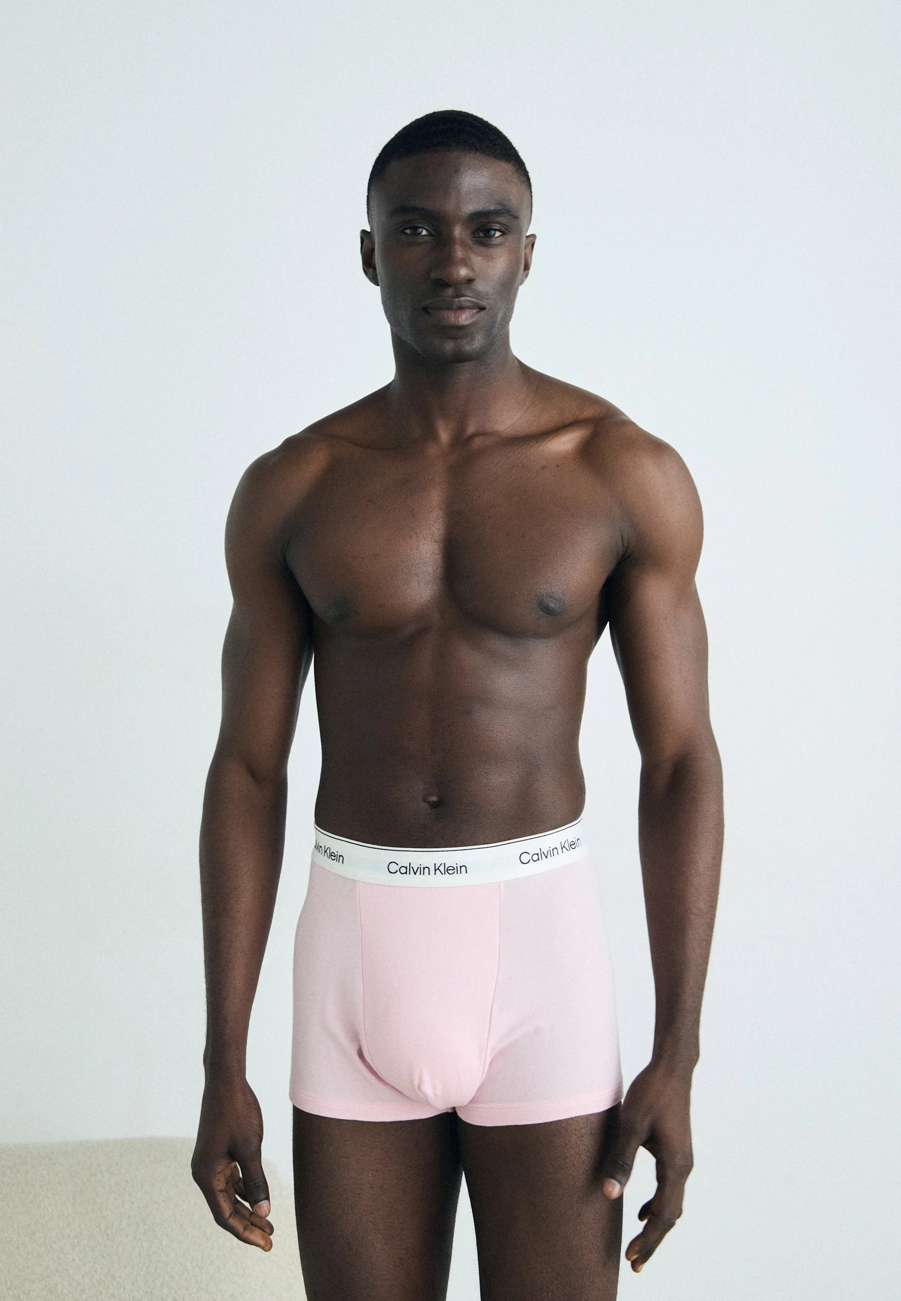Calvin Klein Icon Cotton Stretch Relaxed Fit Trunks – 3 Pack – Black, Snow Heather, Buff Pink