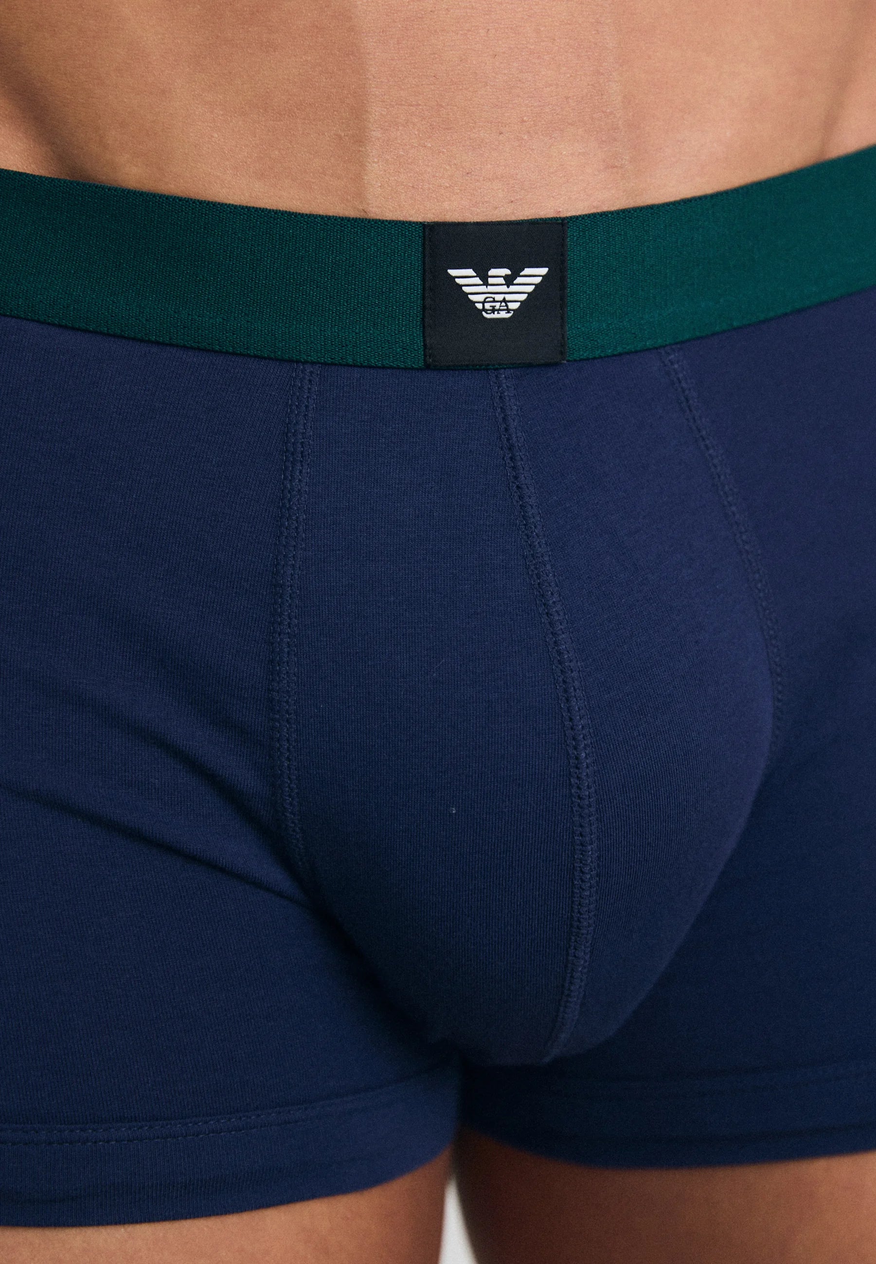 Emporio Armani Premium Cotton Stretch Trunks 3 Pack – Stone, Pine, Peacoat