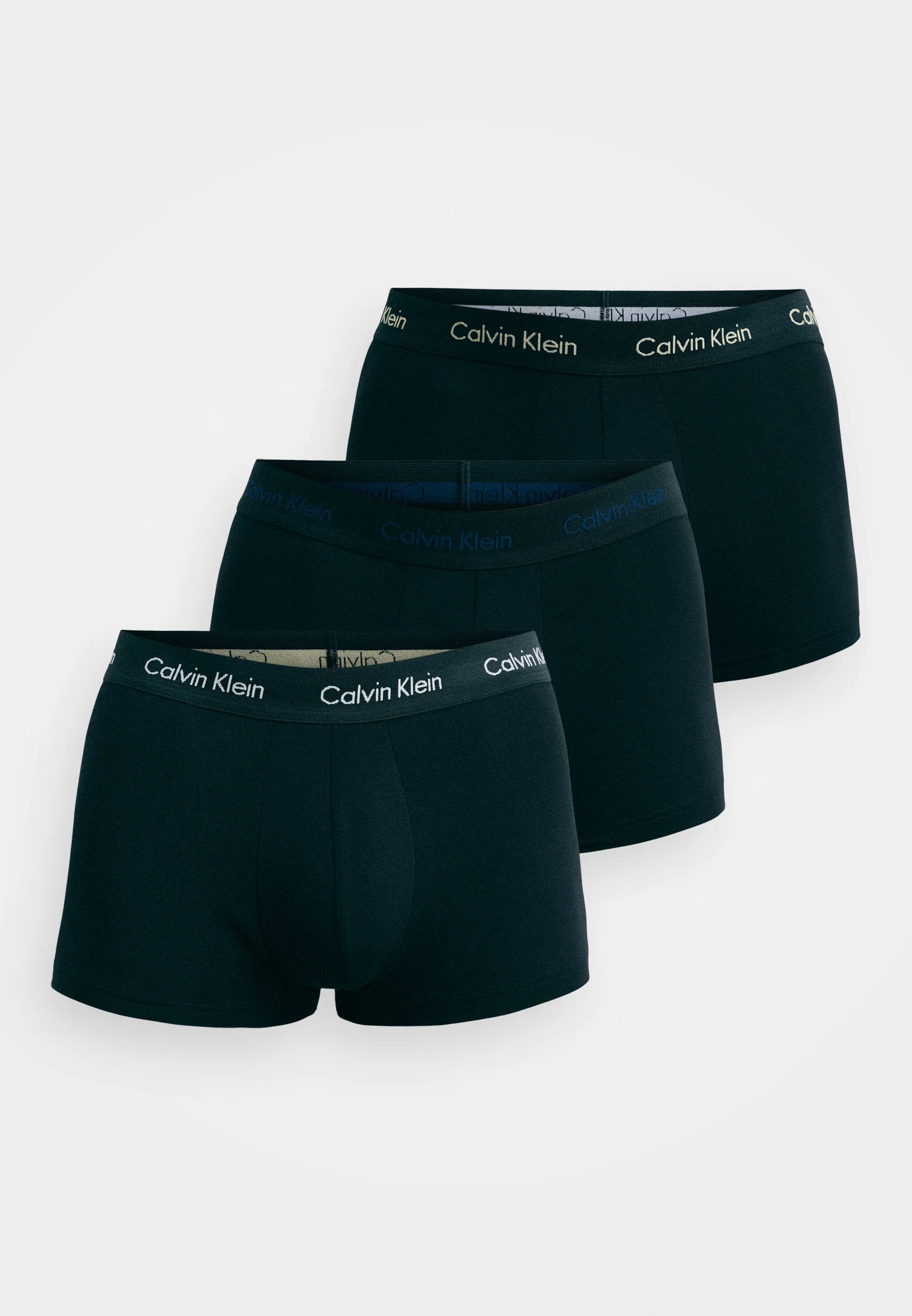 Calvin Klein Cotton Stretch Trunks – 3er-Pack – Schwarz, Weiß, Blue Shadow