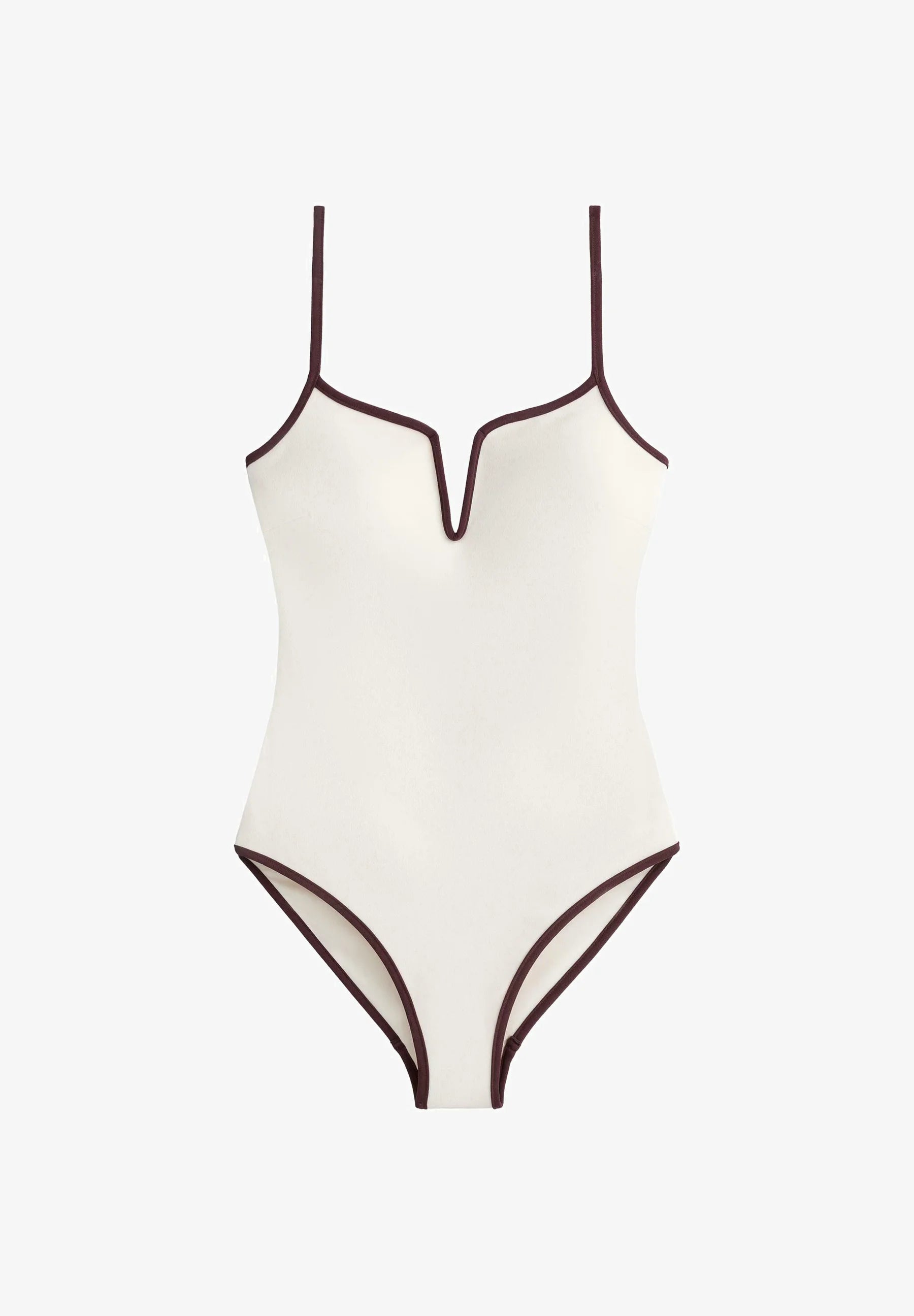 Maillot de bain une pièce à bordure contrastée et col en V OYSHO - Blanc