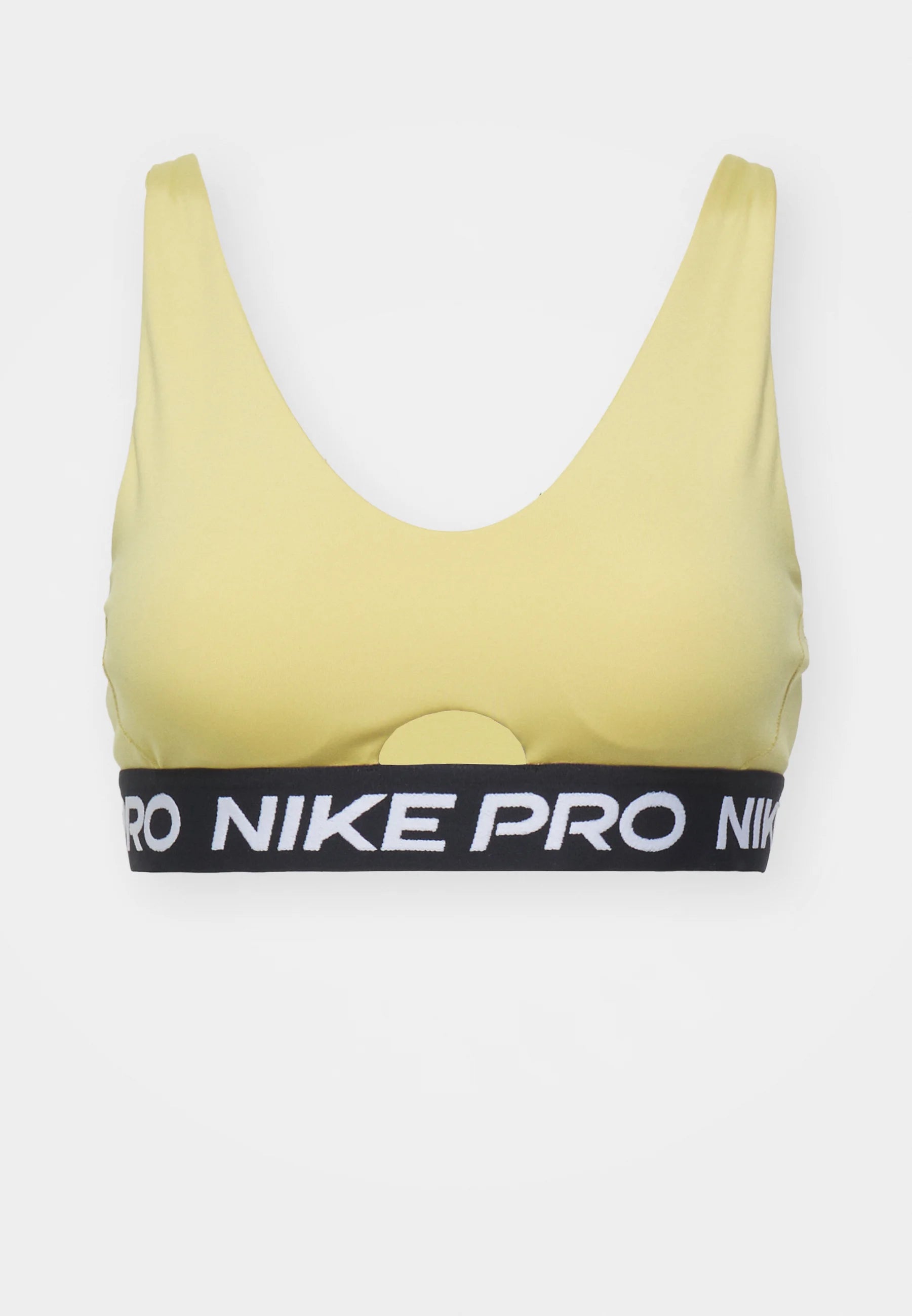 Soutien-gorge de sport Nike Indy Plunge à maintien moyen - Or Saturne, Blanc