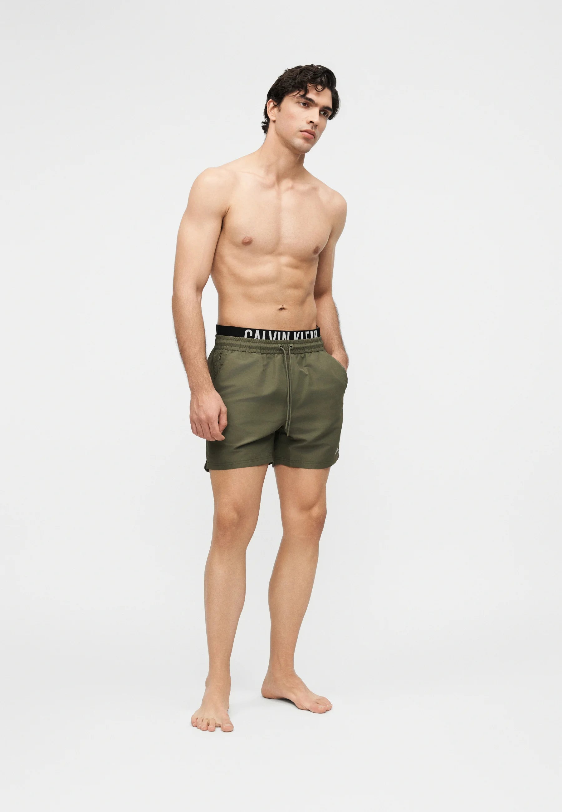 Calvin Klein Medium Drawstring Swim Shorts – Brush Green