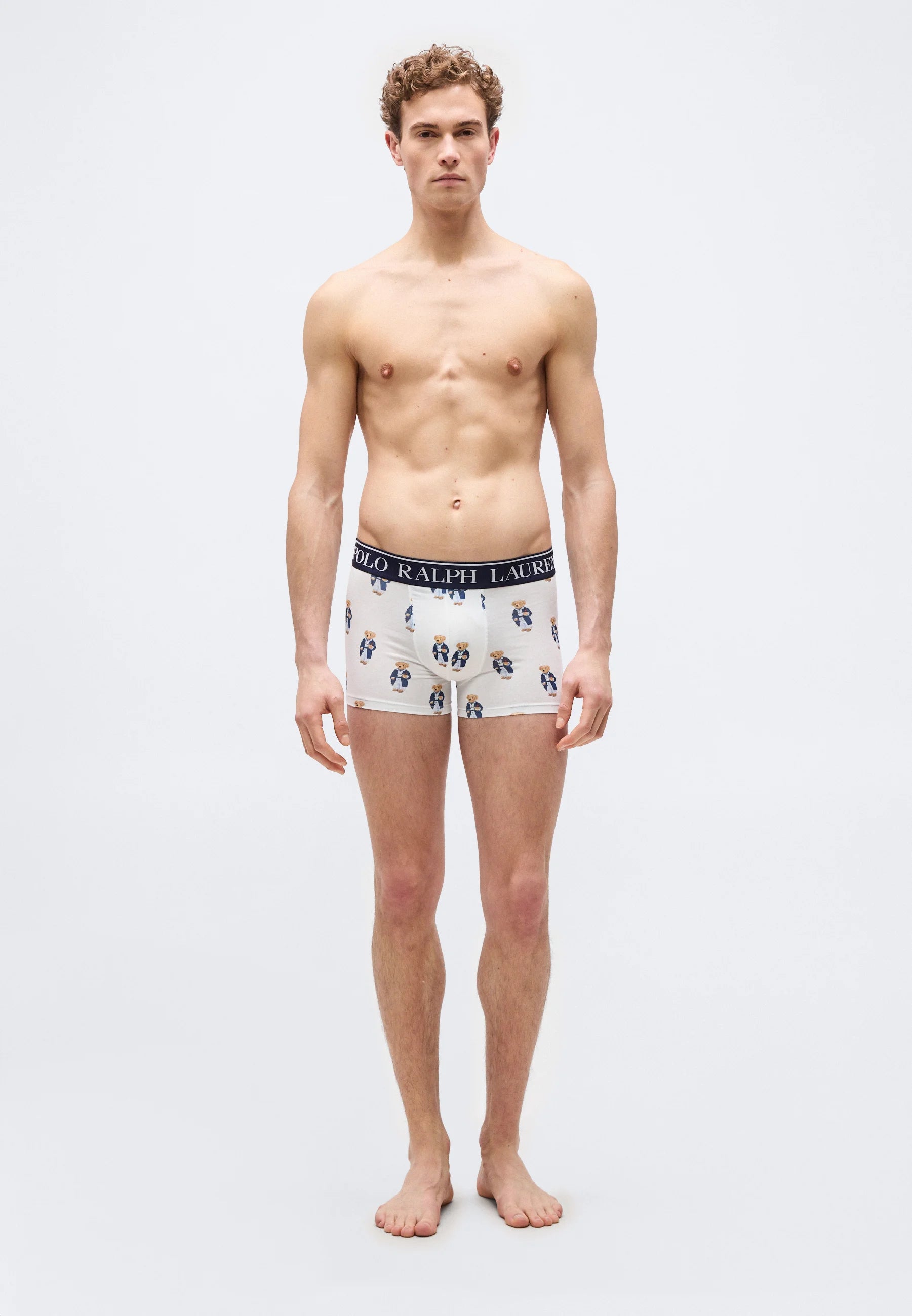 Boxers Polo Ralph Lauren en coton stretch – Taille basse – Lot de 2 – Bleu, Blanc