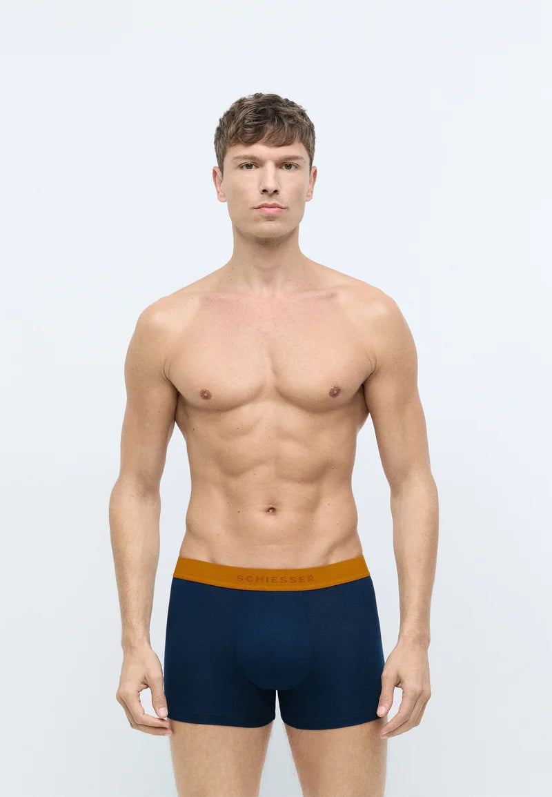 Schiesser Essential Cotton Trunks 3 Pack – lila, tmavě modrá
