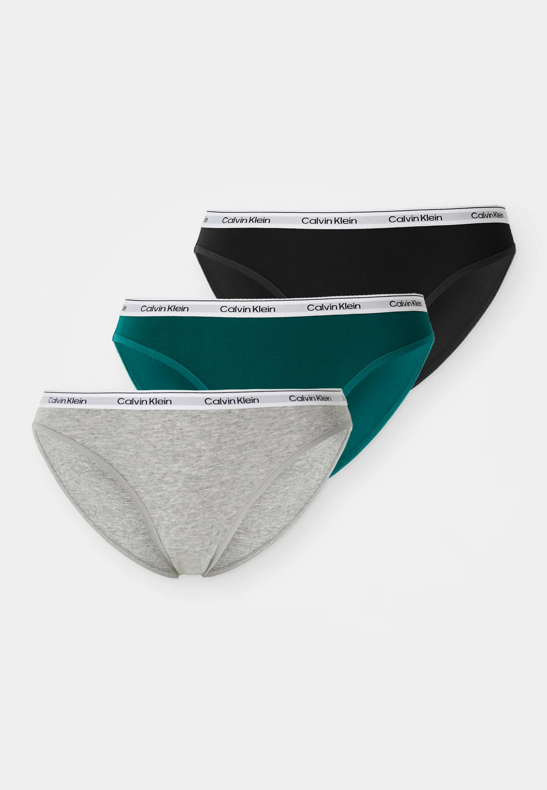 Kalhotky Calvin Klein s moderním logem – 3 balení, černé, šedé vřesové, turf