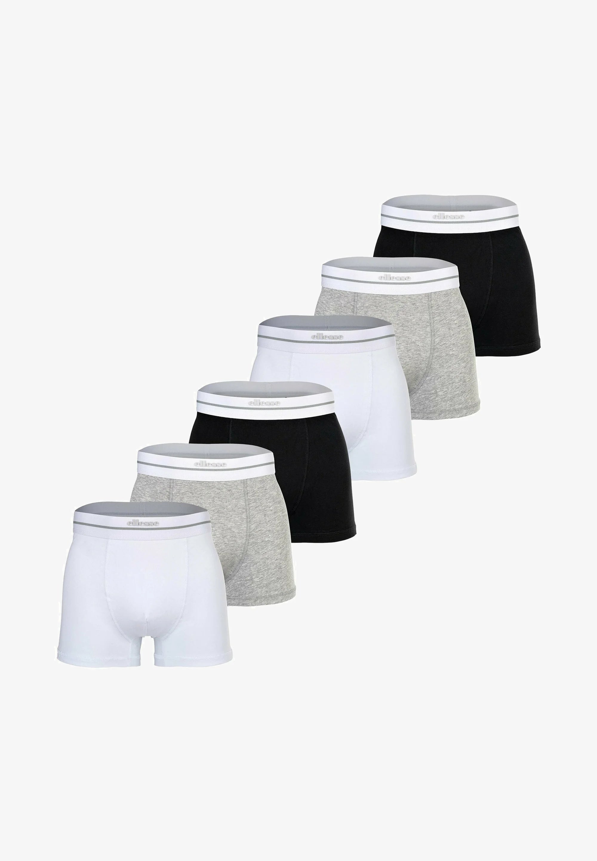 Ellesse Ambria 6 Pack Trunks – Black, White, Grey