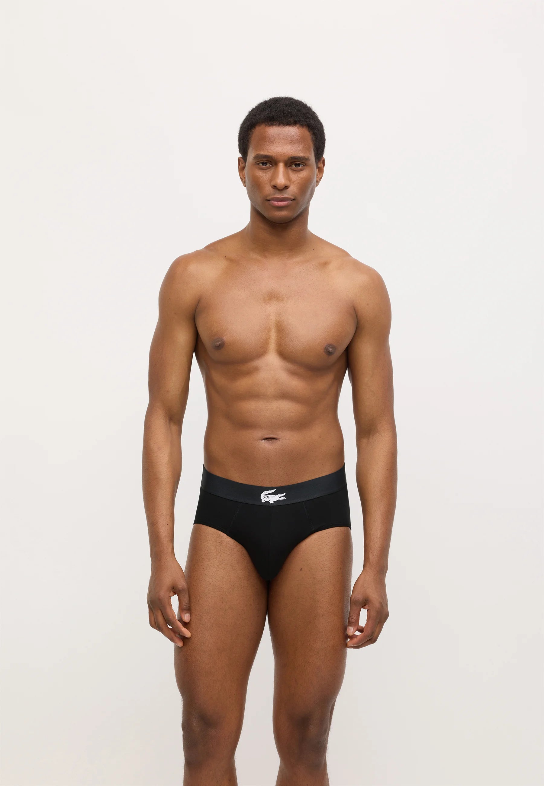 Lacoste Stretch Cotton Briefs 3 Pack – White, Green, Black