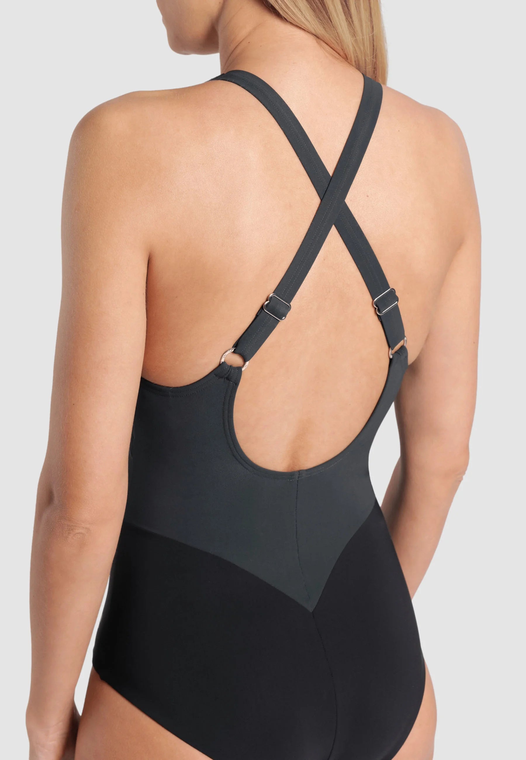 Arena Shapewear Silvia B-Cup One-Piece Swimsuit – Black Night, Grey, White