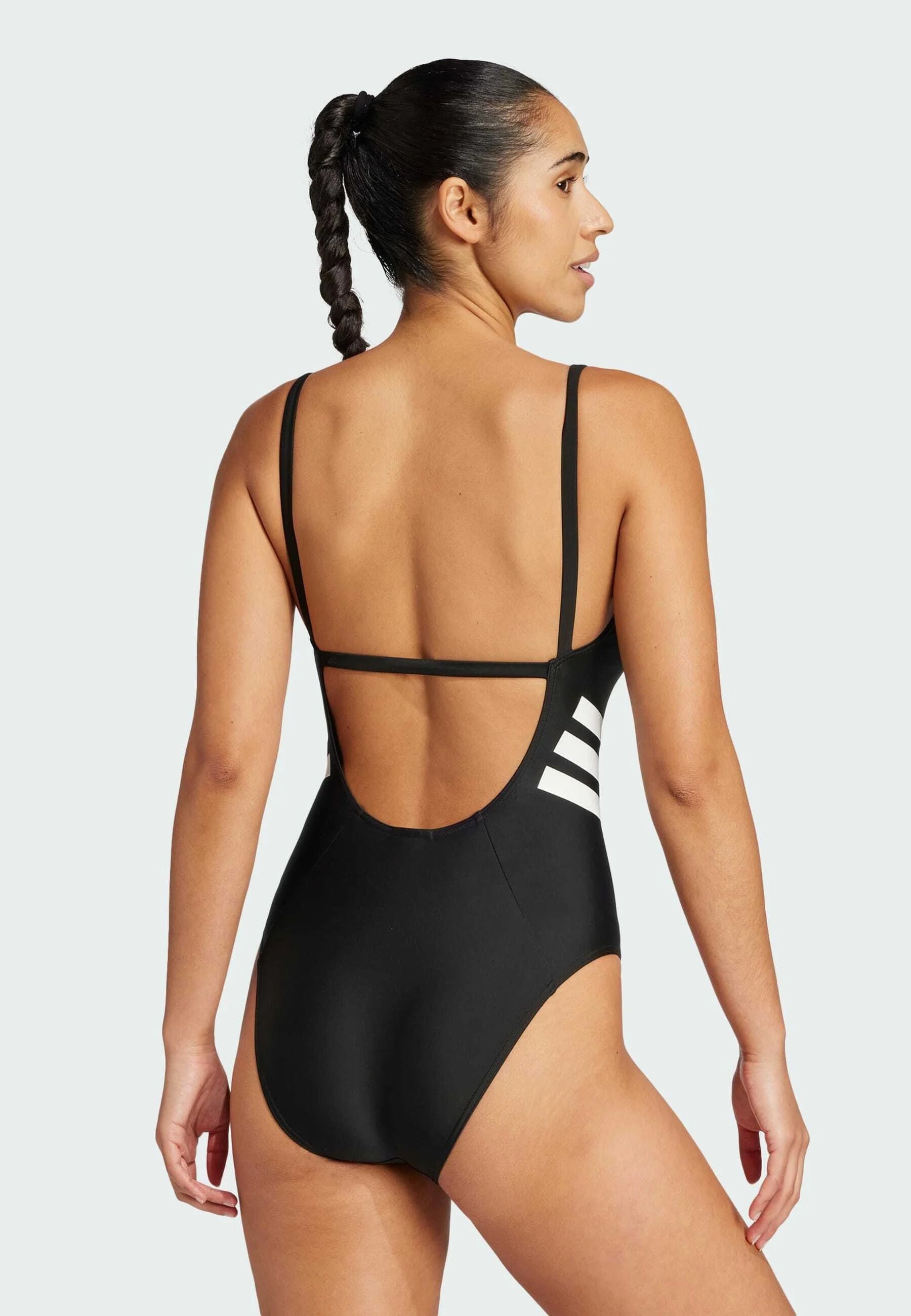 Adidas 3-Stripes Sportswear One-Piece Swimsuit – Black, White