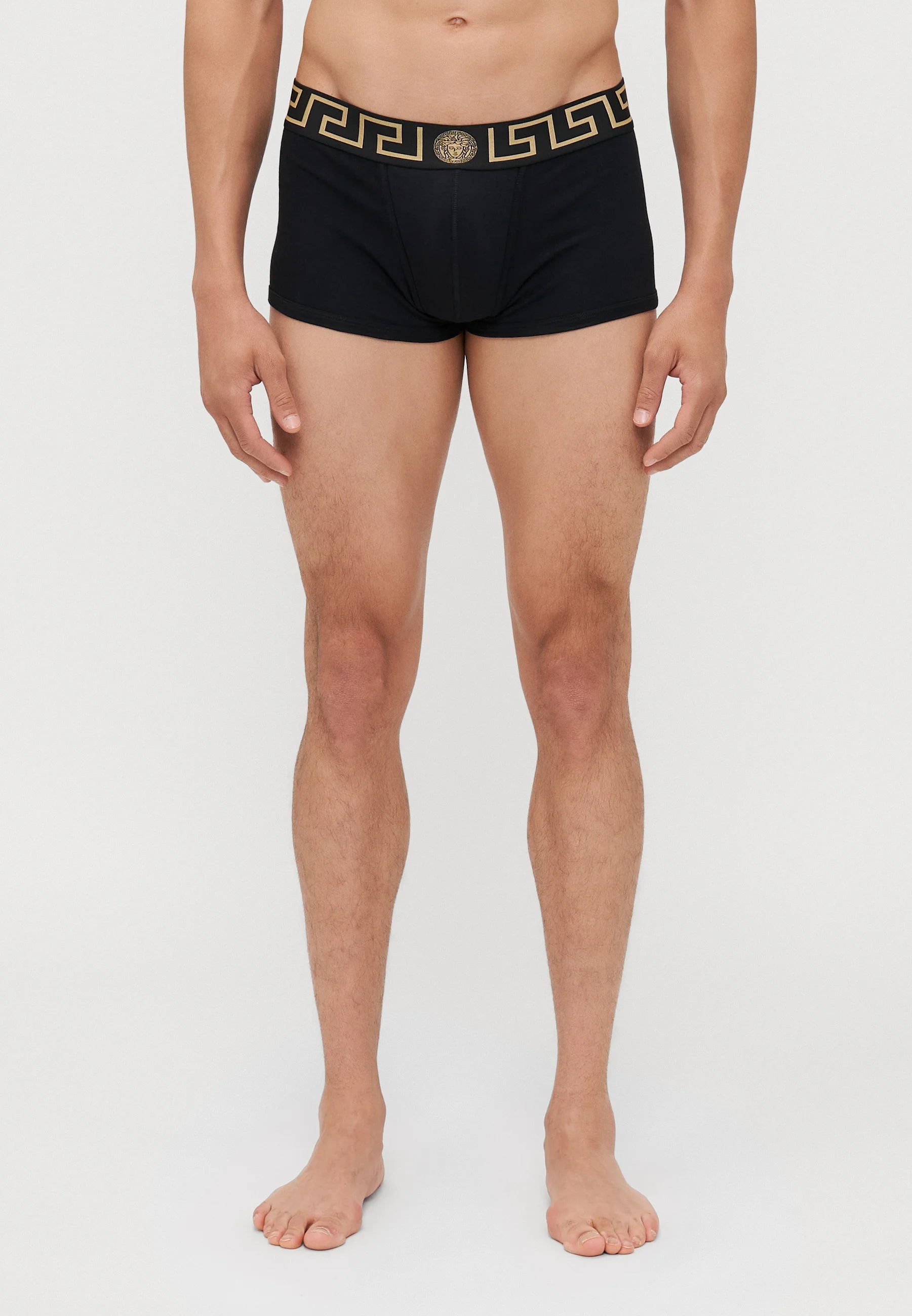 Nízké trenky Versace Cotton Stretch – černé, zlaté barvy