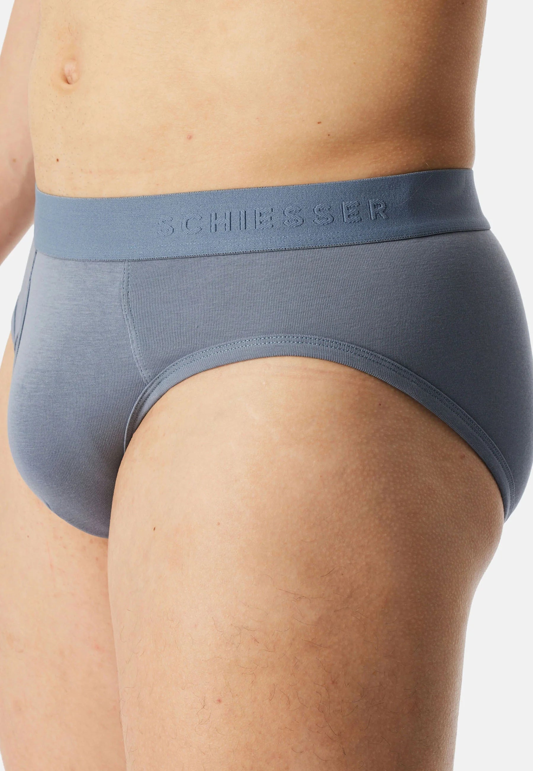 Lot de 4 slips en coton Schiesser – Bleu Gris