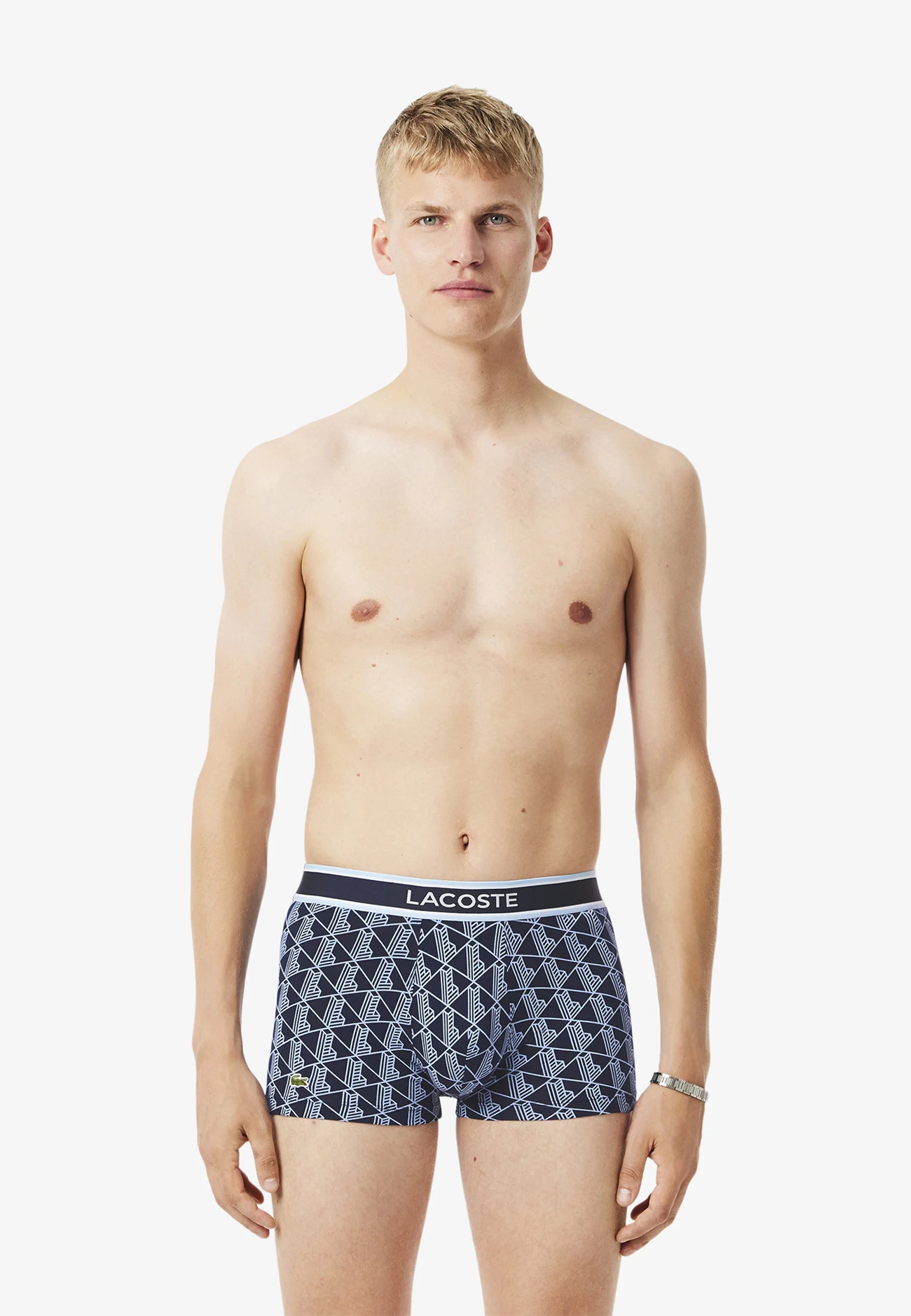 Lacoste Court Stretch-Unterhose – Marineblau, Hellblau