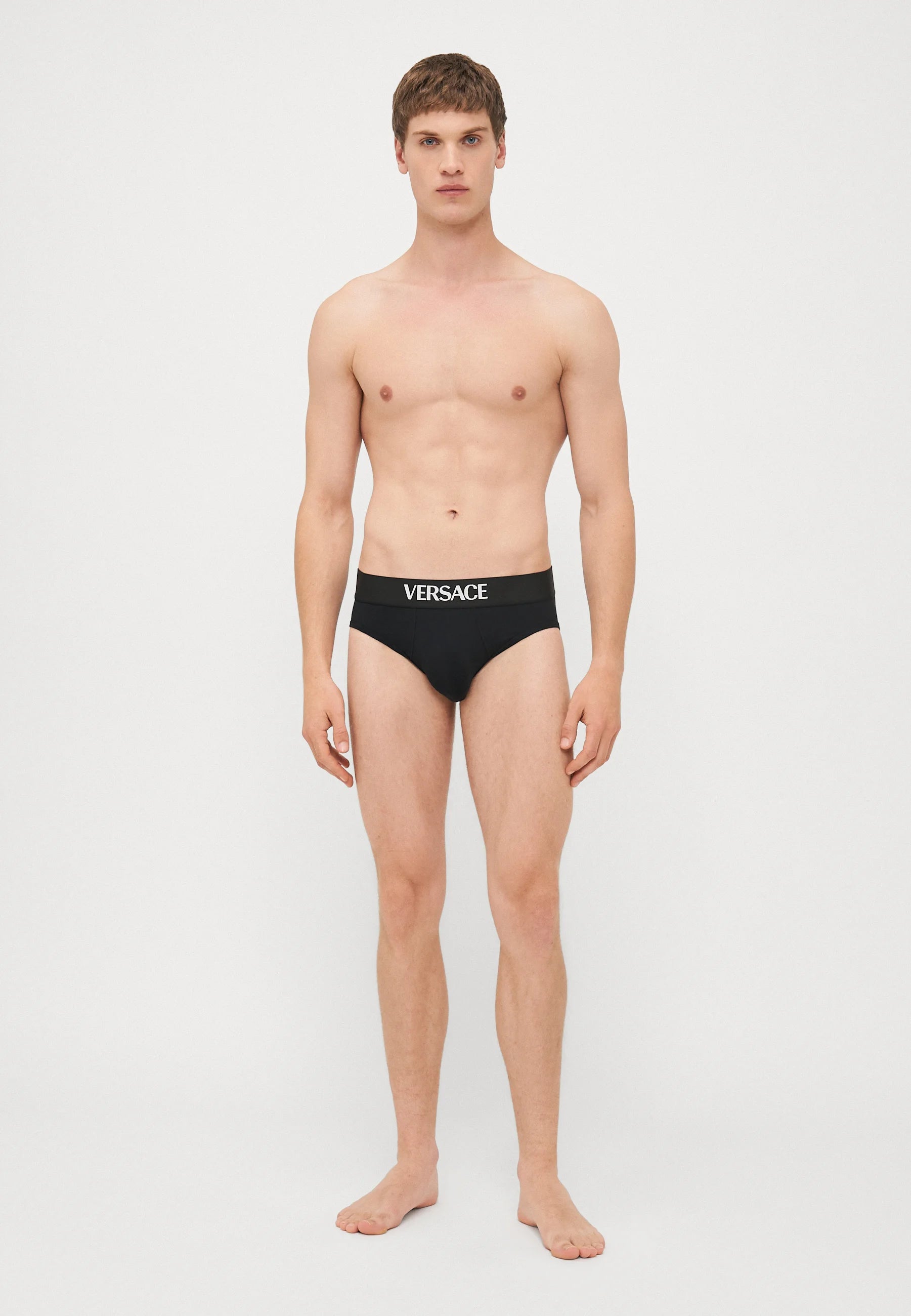 Versace Cotton Stretch Briefs – Low Rise – 2 Pack – White, Black