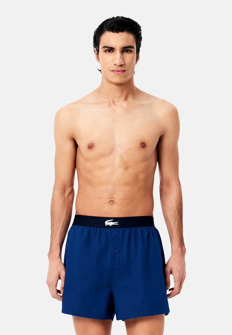 Lacoste Loose Cotton Boxer Shorts Set – Vaporous, Methylene, Navy Blue