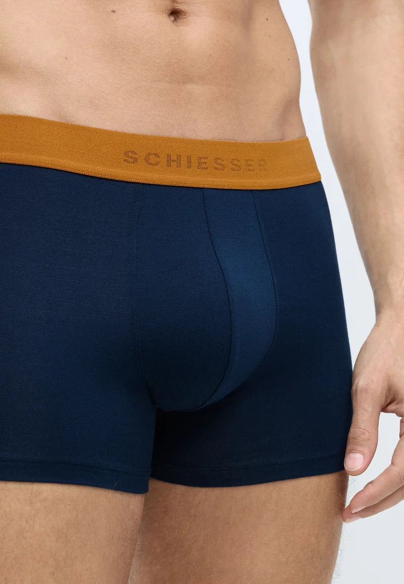 Schiesser Essential Cotton Trunks 3 Pack – lila, tmavě modrá