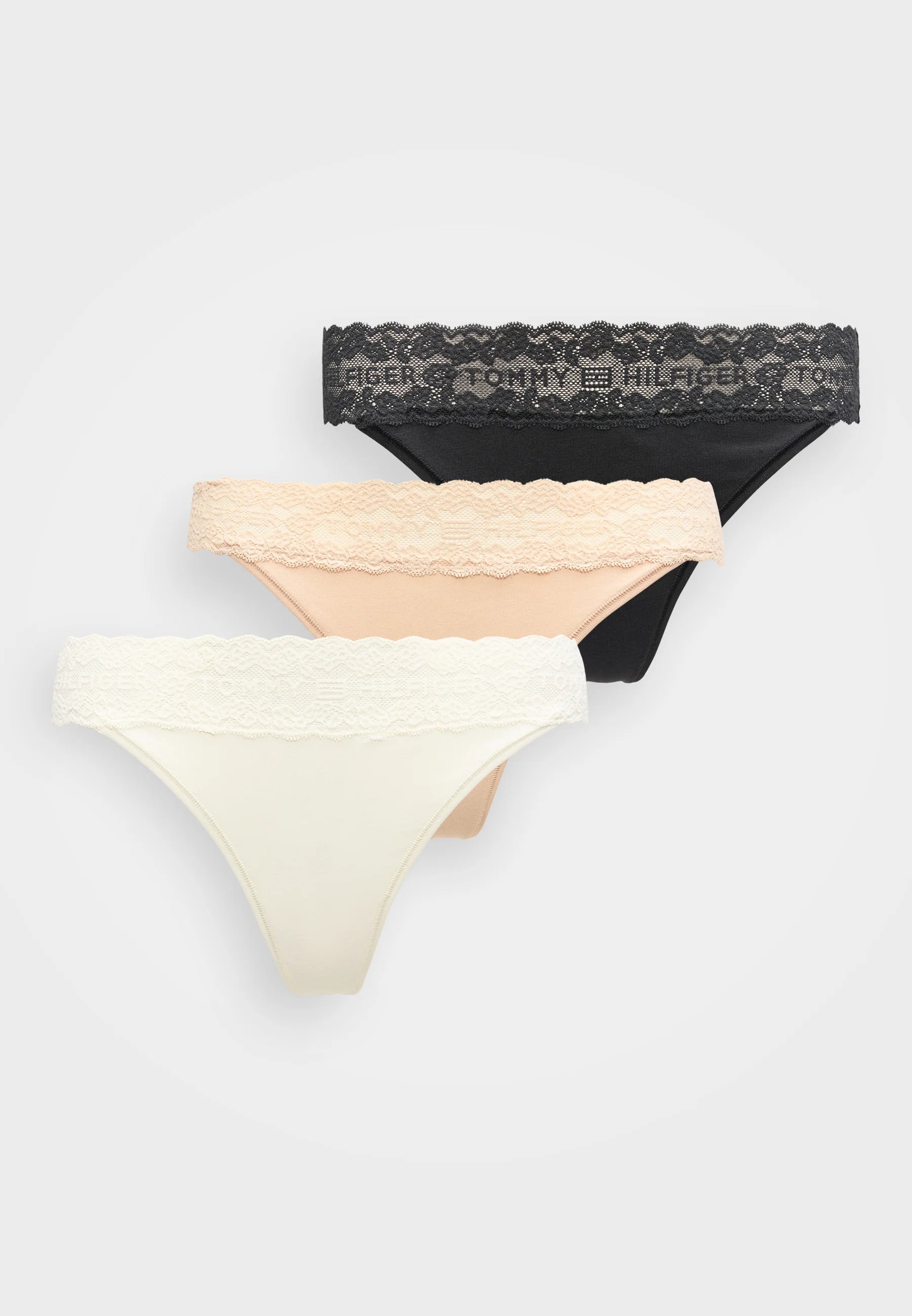 Tommy Hilfiger Ditsy Lace Lot de 3 – Ivoire, Misty Blush, Noir