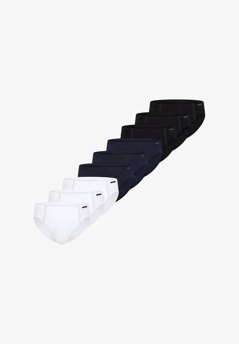 Schiesser Cotton Stretch Briefs 9 Pack – Black, Blue, White