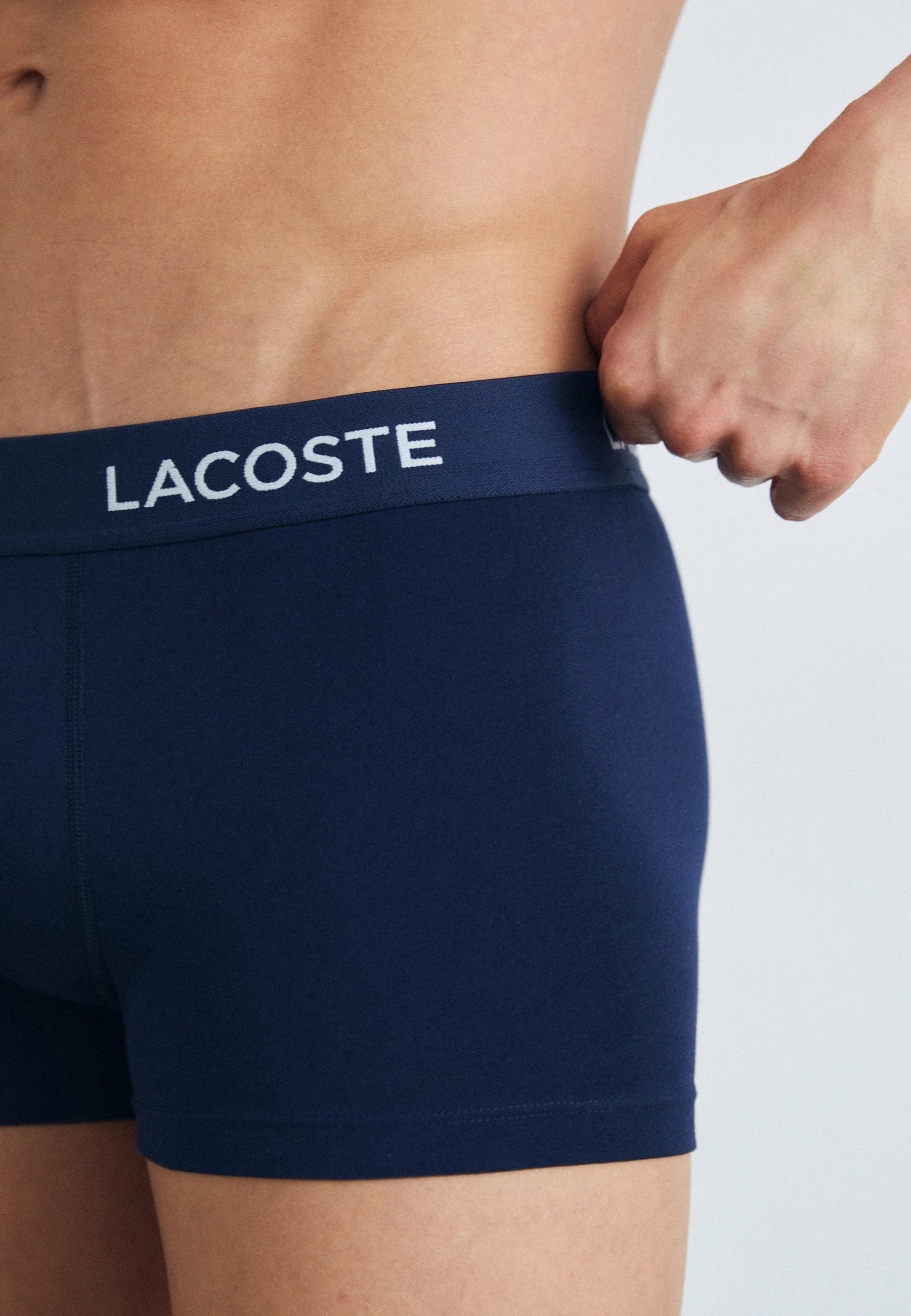Lacoste Classic Stretch Trunks 3er-Pack – Dunkelblau, Hellblau