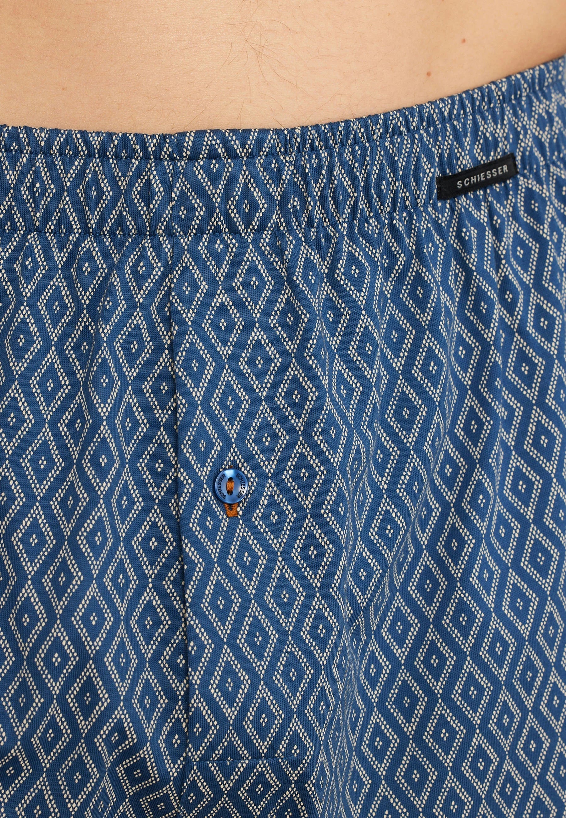 Schiesser Cotton Boxer Shorts 4 Pack – Dark Blue, Patterned