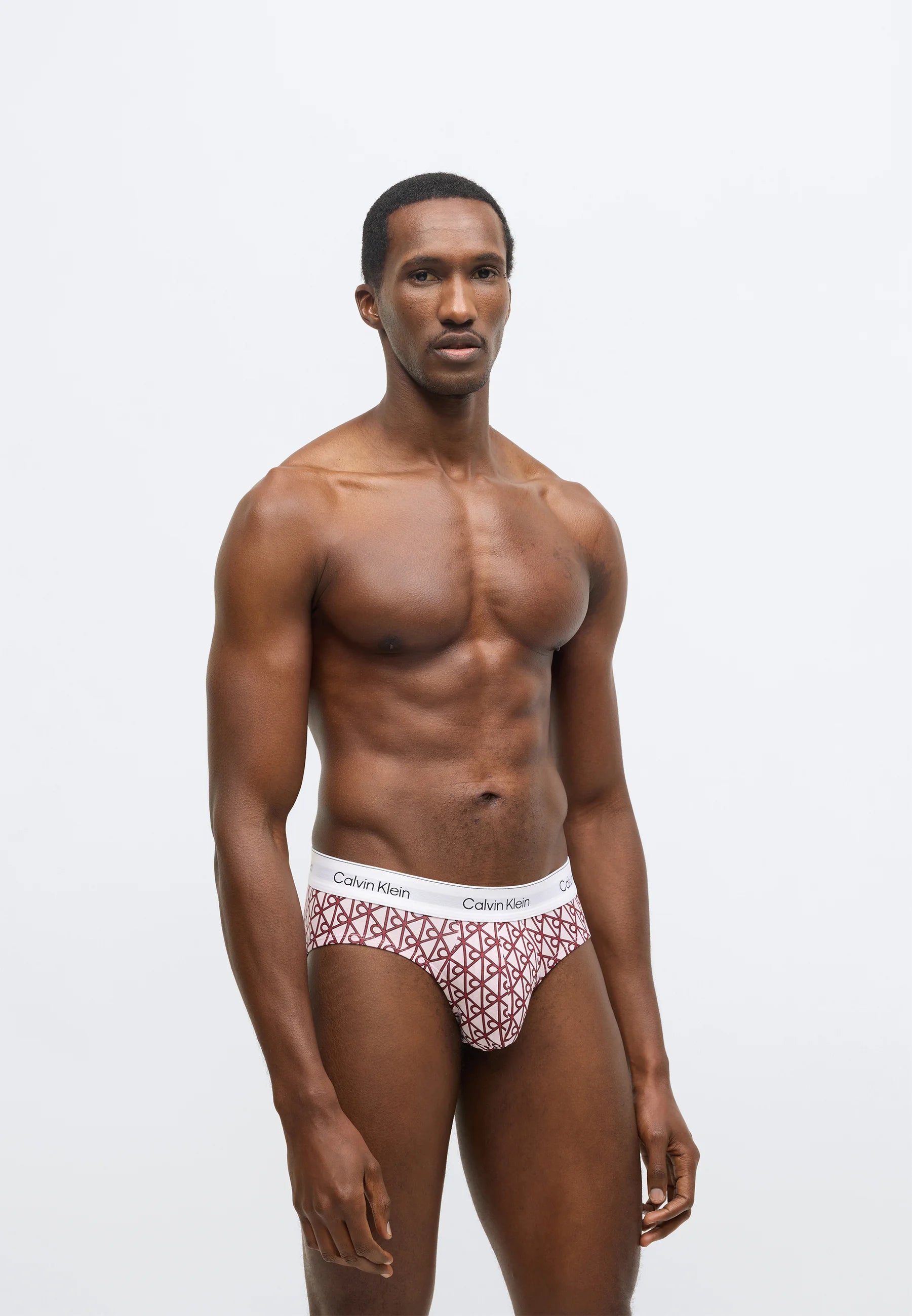 Calvin Klein Icon Cotton Stretch Hip Briefs – 3 Pack – Black, Soft Blush, Burgundy Print
