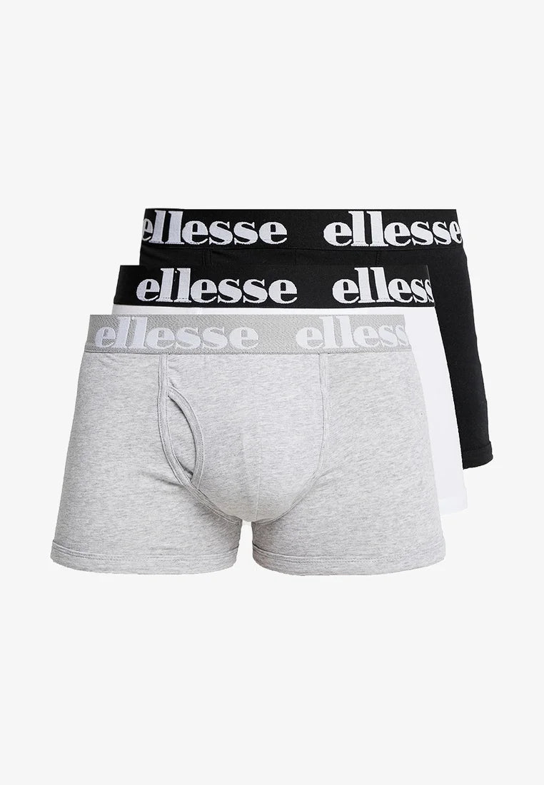 Ellesse Hali 3 Pack Trunks – Black, Grey, White