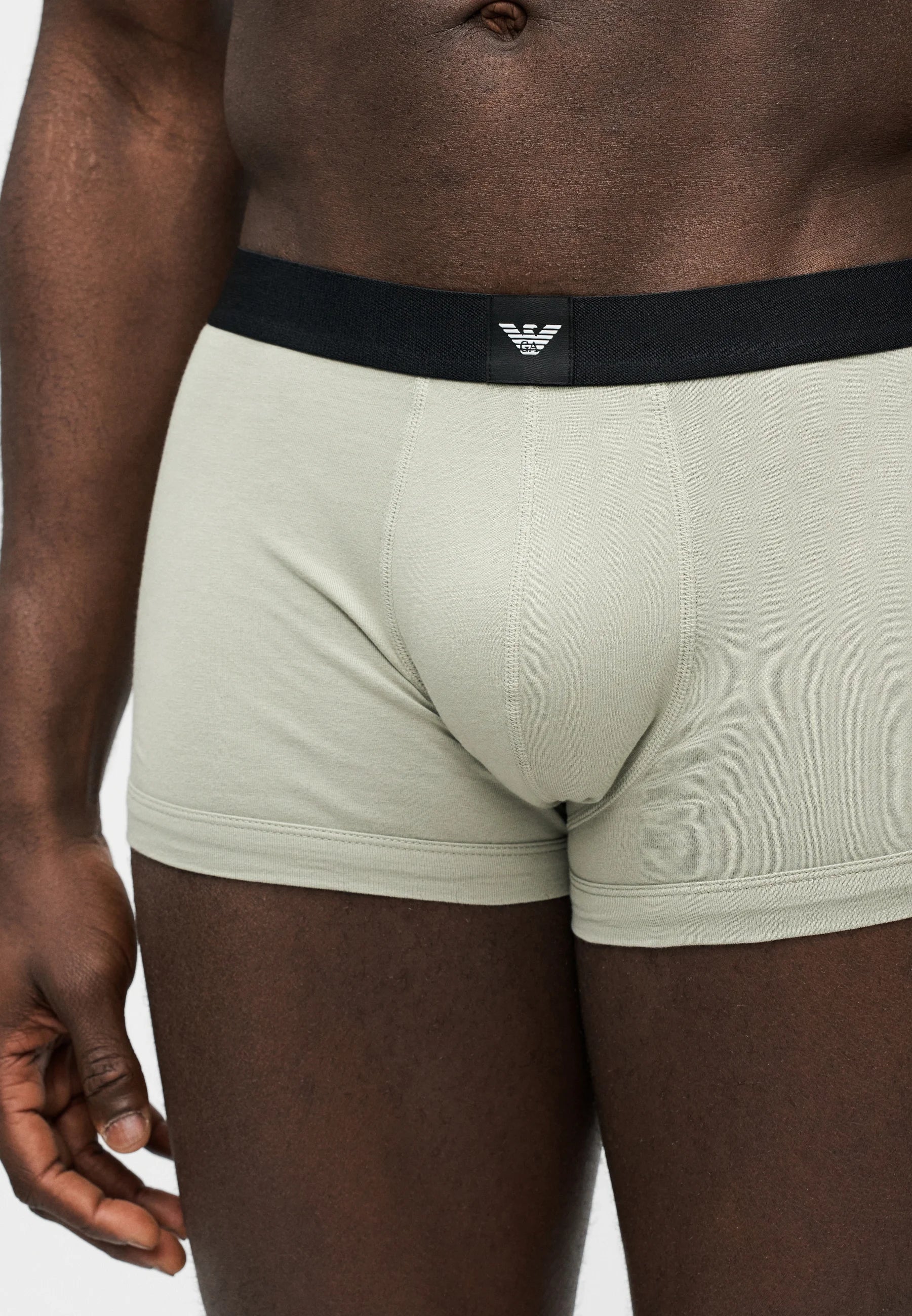 Emporio Armani ESSENTIAL Logo Label 3er-Pack Unterhosen – Salbei, Orion, Weiß