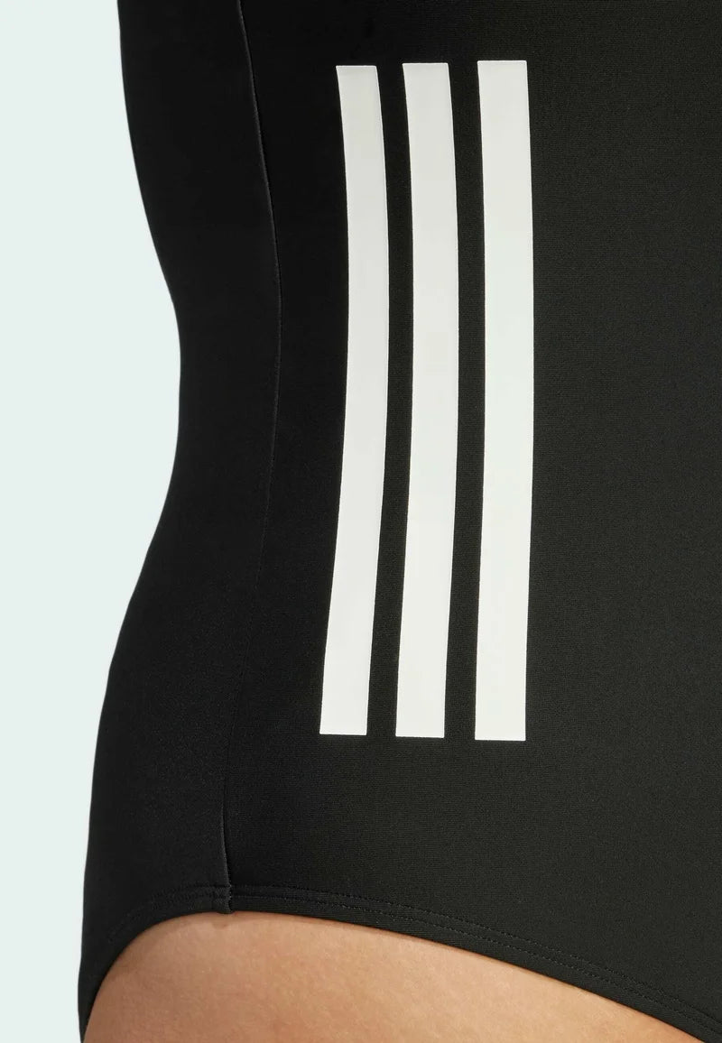 Adidas 3-Stripes C-Back Plus Size One-Piece Swimsuit – Black, White