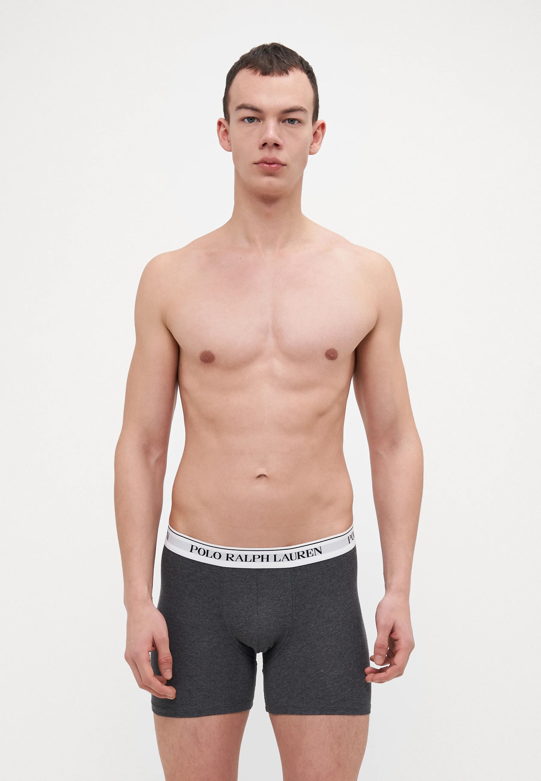 Polo Ralph Lauren Cotton Stretch Boxer Briefs – 3 Pack – Black, Barclay Heather, White