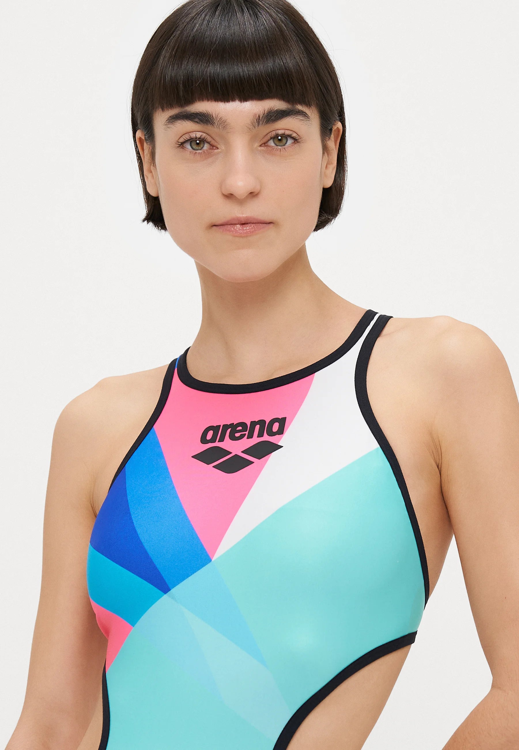Arena One Placement Tech Back One-Piece Swimsuit – Multi, Black